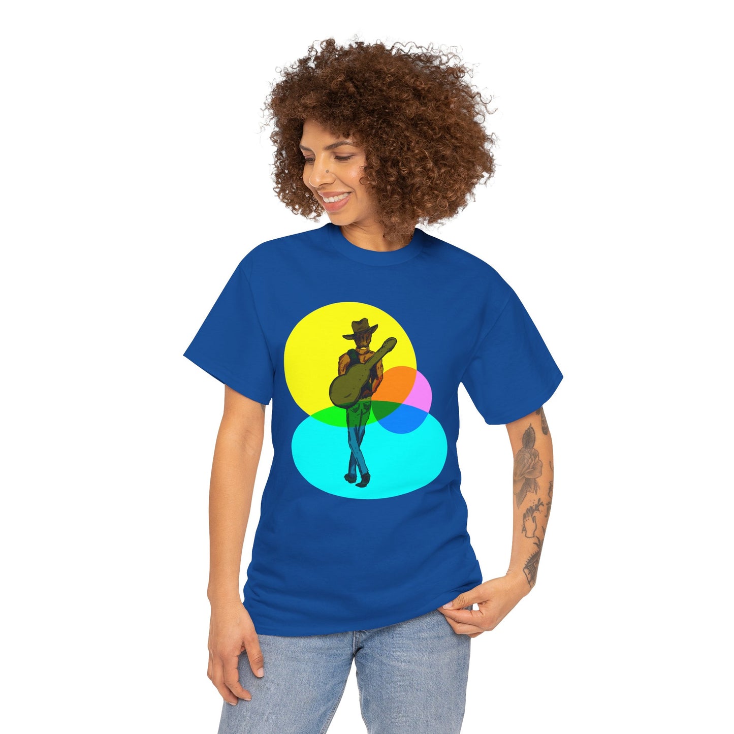 Cowboy Guitar Tee — Colorful Music T‑Shirt