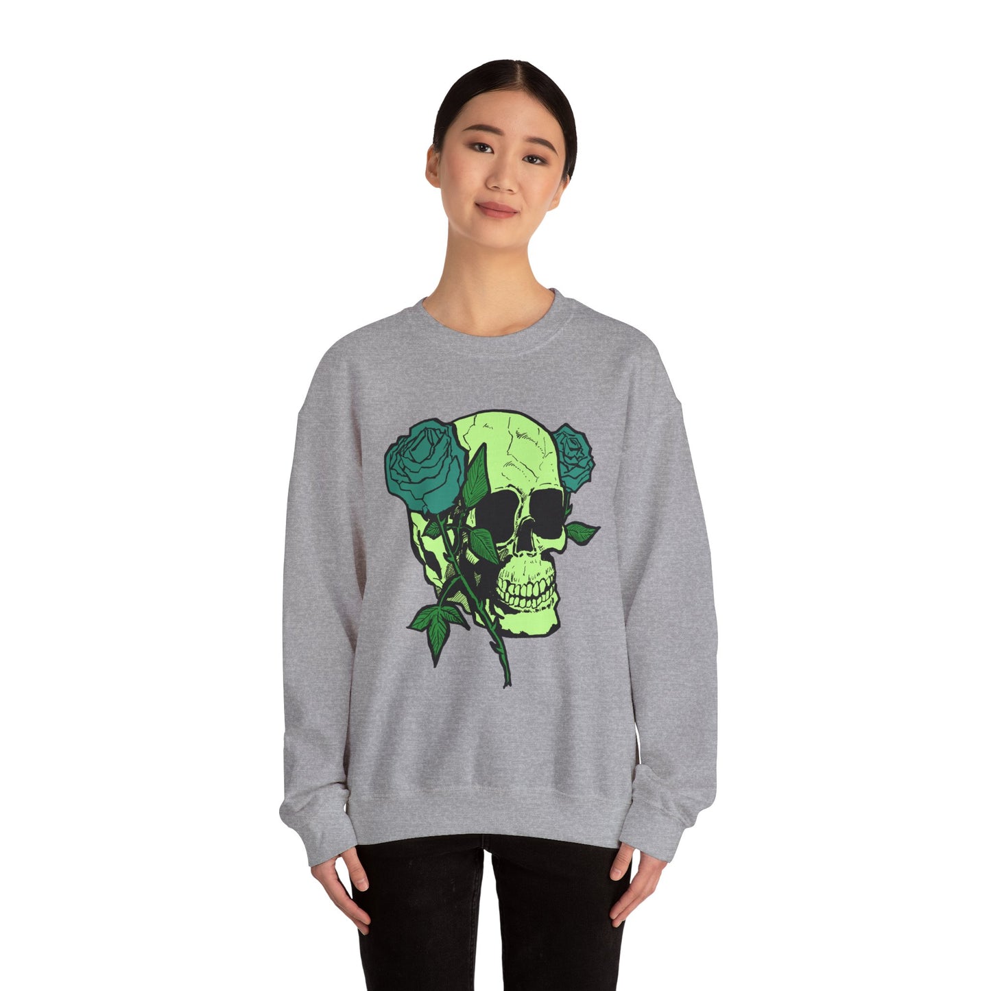 Skull and Roses Crewneck Sweatshirt for Unisex