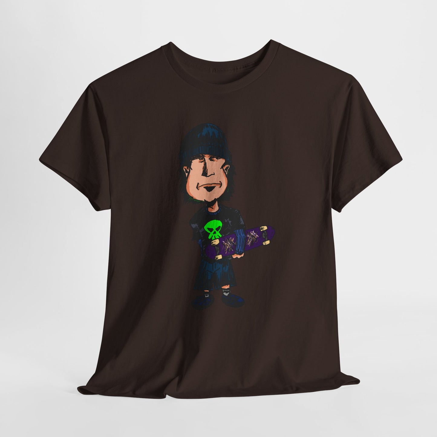 Rude Skater Dude - Skate Punk Cartoon Tee – Boy with Skateboard Graphic Shirt