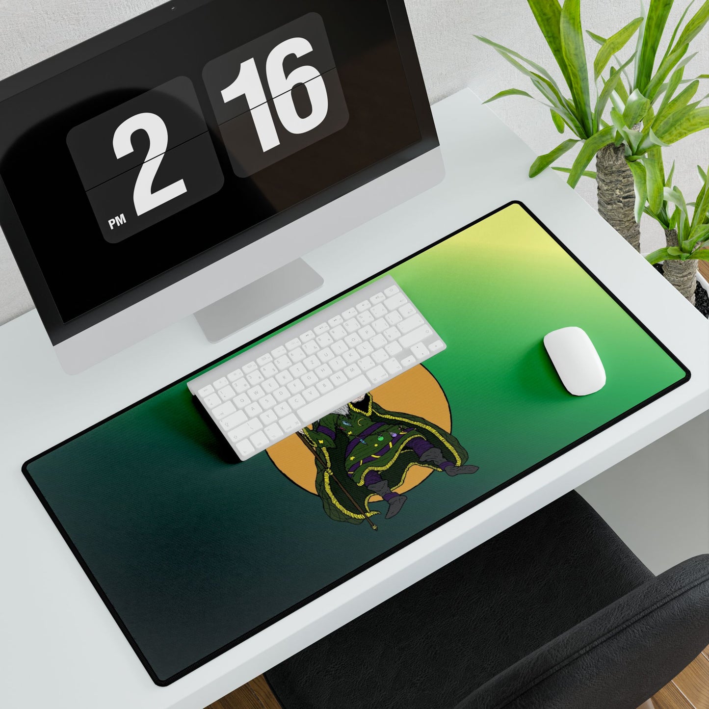 Wizard Desk Mat – Green Moon Gaming & Office Mouse Pad or Card Playing Mat