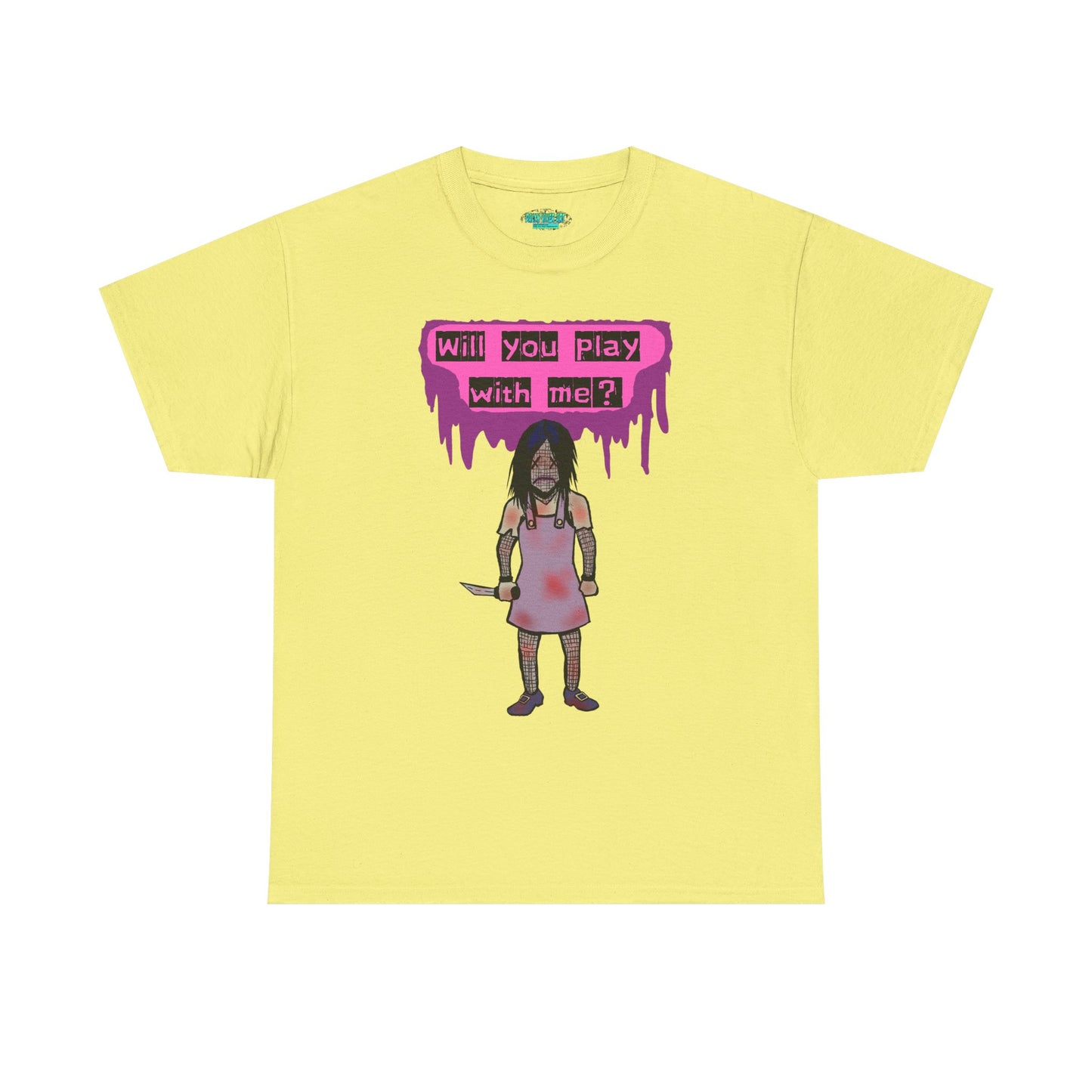 Chilling Evil Doll Horror Tee, Horror T-Shirt, Grey Tee, Unique Graphic Tee, Unisex Tee, Playful Scary Top, Halloween Shirt