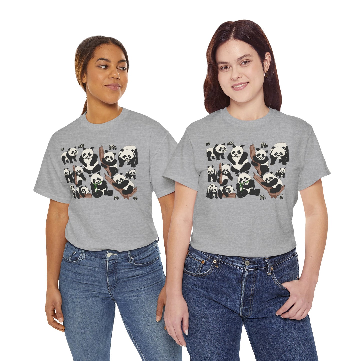 Cute Panda Design Unisex Heavy Cotton Tee | Animal Lover Gift, Casual Wear, Eco-Friendly Apparel, Nature Enthusiast Clothing