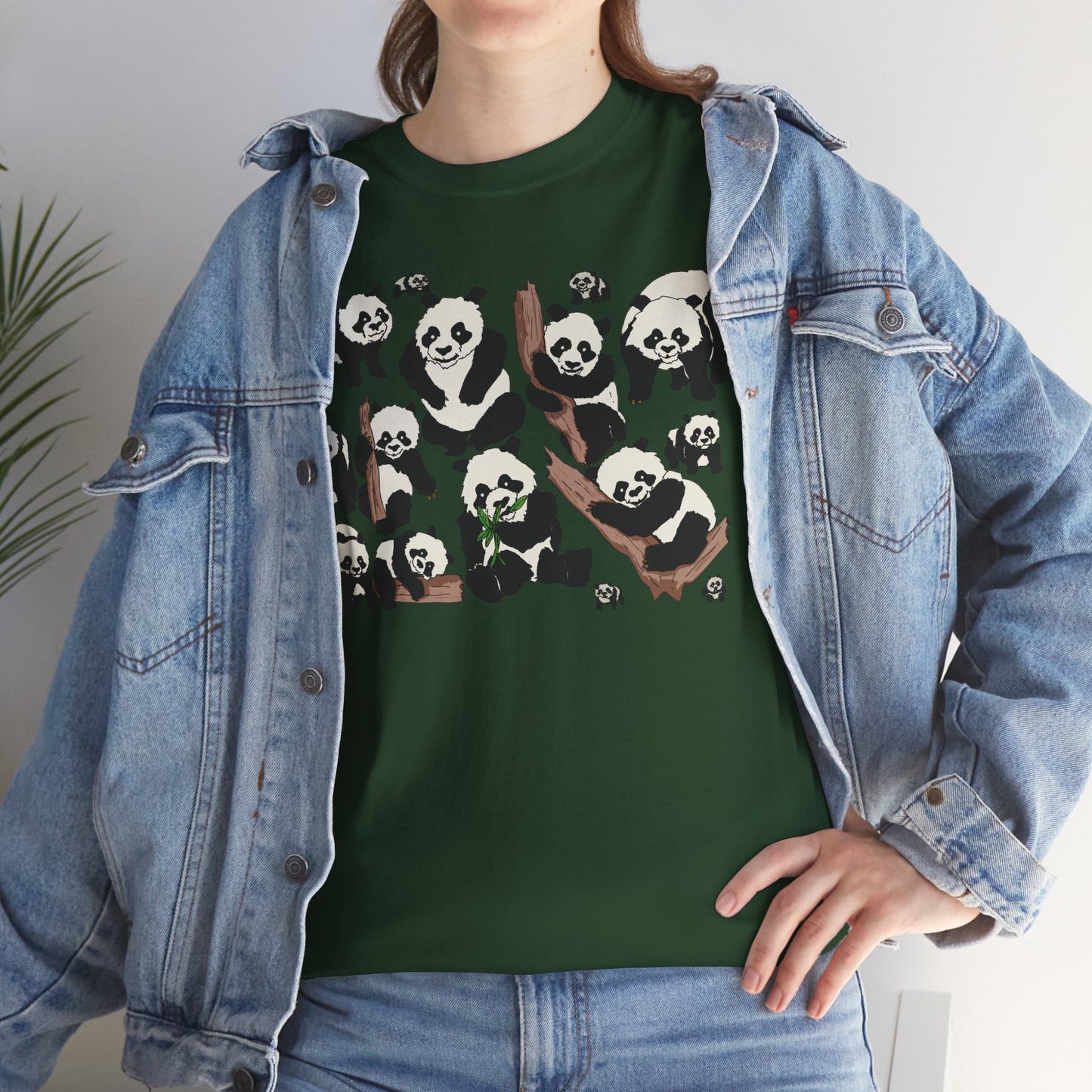 Cute Panda Design Unisex Heavy Cotton Tee | Animal Lover Gift, Casual Wear, Eco-Friendly Apparel, Nature Enthusiast Clothing