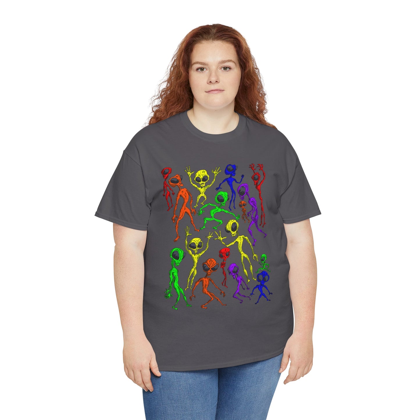 Rainbow Alien Dance Party Unisex Tee - Cosmic Sci-Fi Shirt