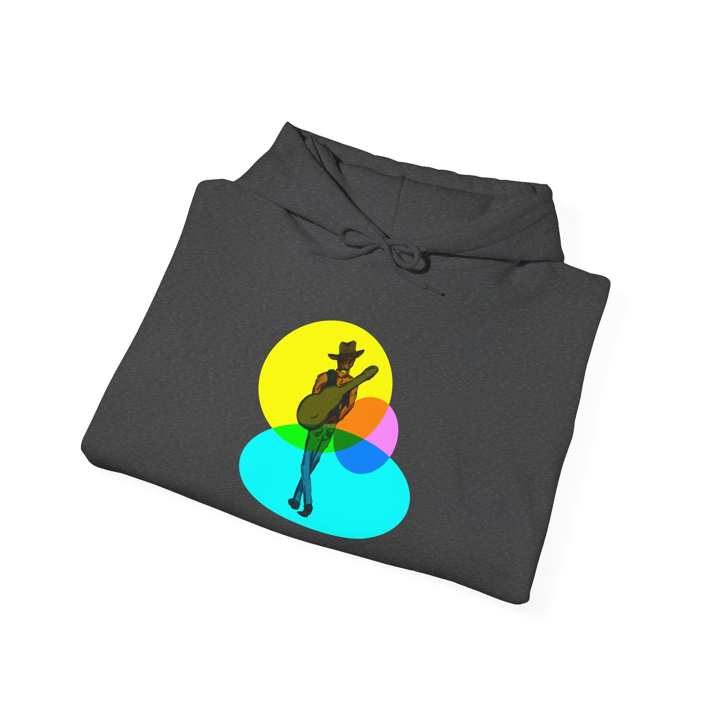 Cowboy with Guitar Hoodie — Colorful Retro Music Graphic Sweatshirt