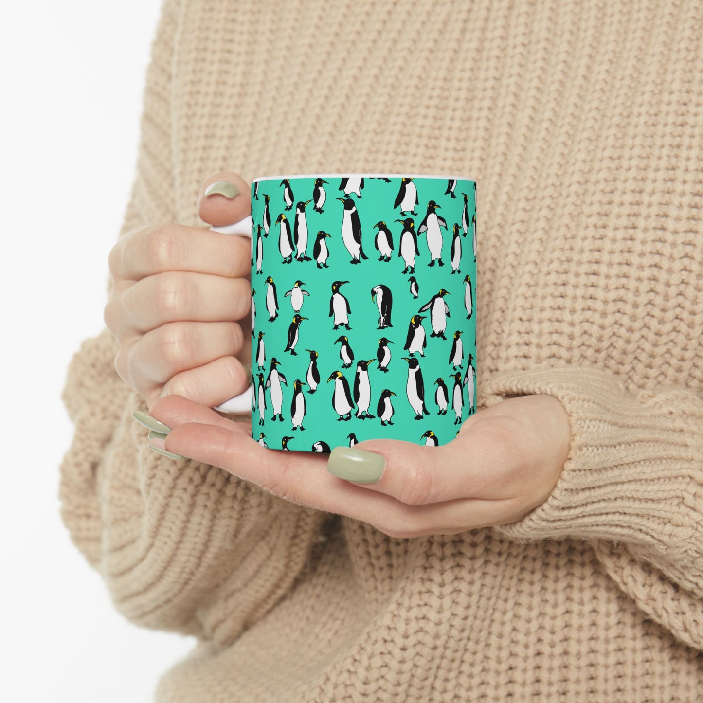 Rookery of Penguins Pattern Ceramic Mug - Fun Coffee Cup, Gift for Animal Lovers, Cute Kitchen Decor, Birthday Present, Penguin Mug
