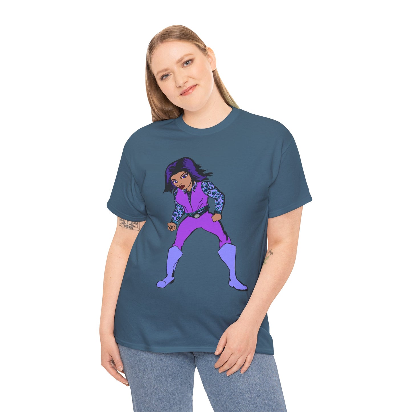 Retro Cartoon Hero Woman Character Unisex Heavy Cotton Tee, Vintage Graphic Tee, Fun T-Shirt, Gift for Fans, Casual Wear, Everyday Tee