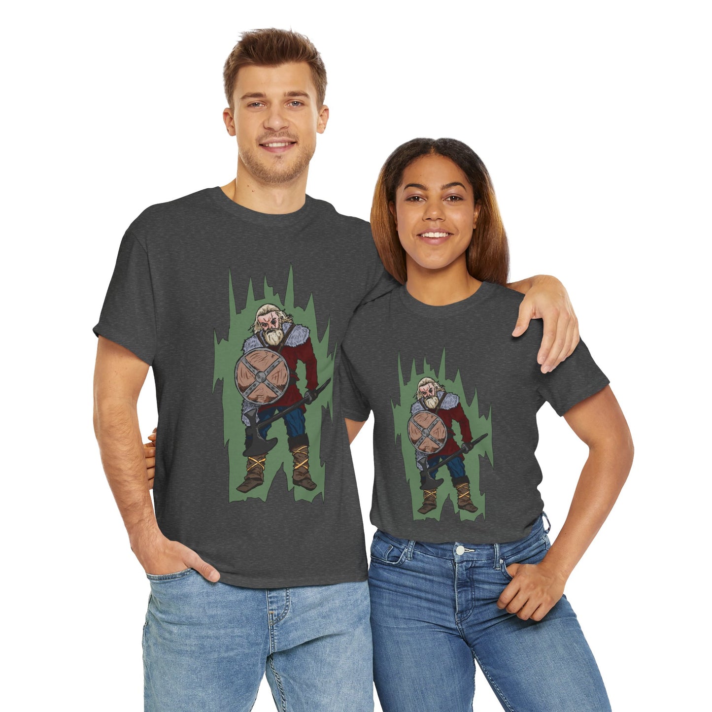 Epic Warrior Graphic Tee, Unisex Heavy Cotton Shirt, Casual Wear, Gamer Gift, Medieval Art Clothing, Battle Theme Fashion