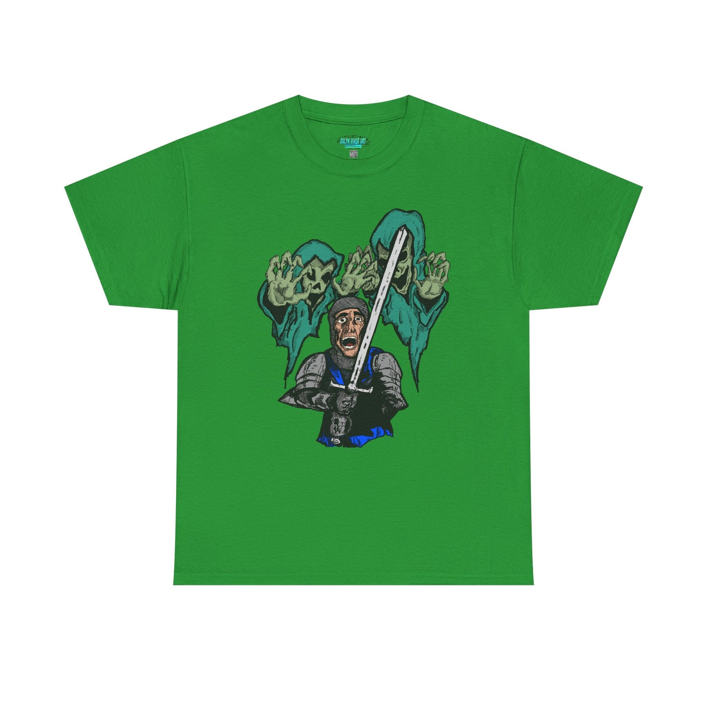 Unisex Heavy Cotton Tee - Knight with Sword Graphic - Casual Streetwear
