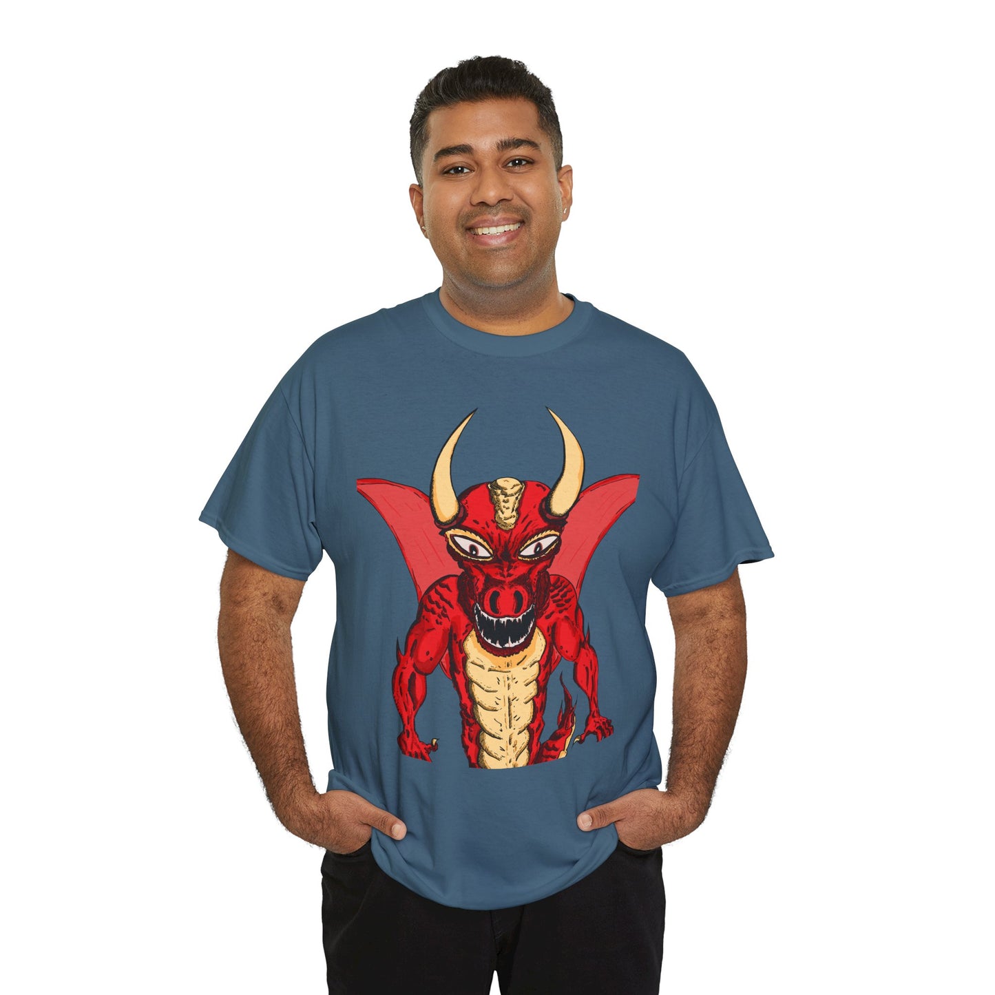 Bold Red Dragon Unisex Heavy Cotton Tee | Graphic Shirt for Anime Fans, Party Wear, Casual Outfit, Gift for Him/Her