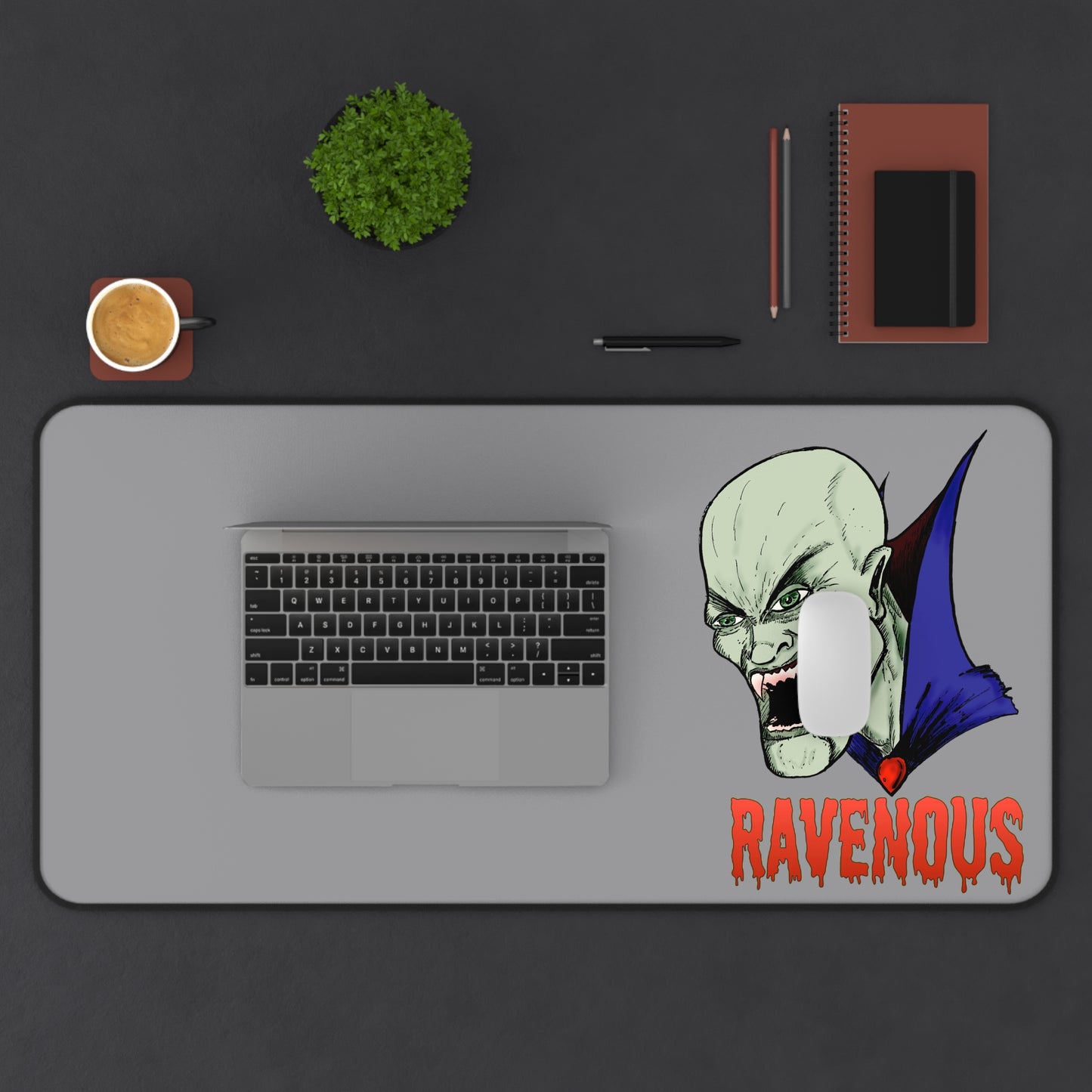 Desk Mat - Ravenous Bloodthirsty Vampire Gothic Horror Design