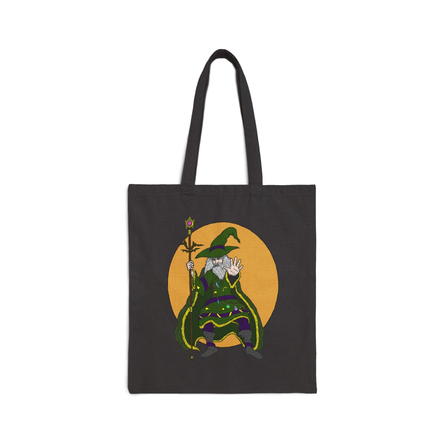 Wizard Holding a Staff, Cotton Canvas Tote Bag