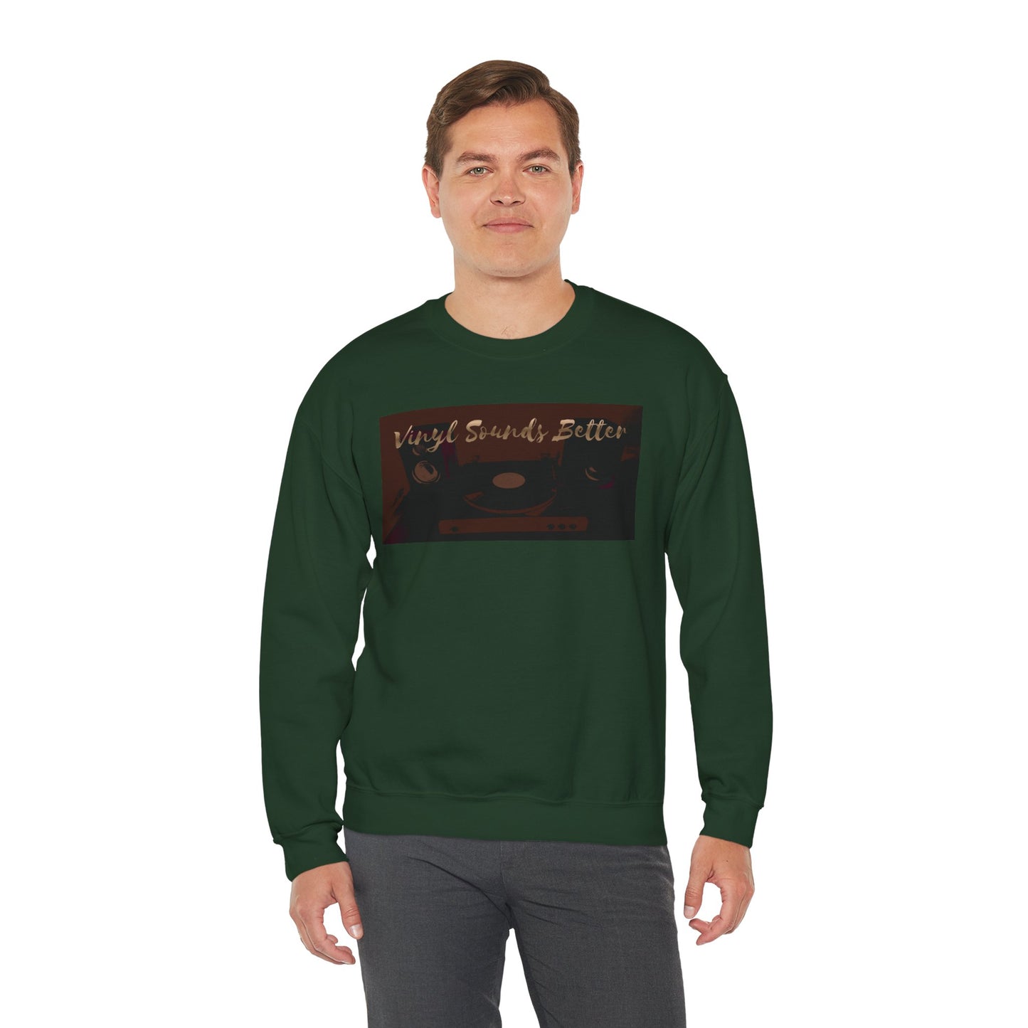 Crewneck Sweatshirt — "Vinyl Sounds Better" Retro Record Graphic