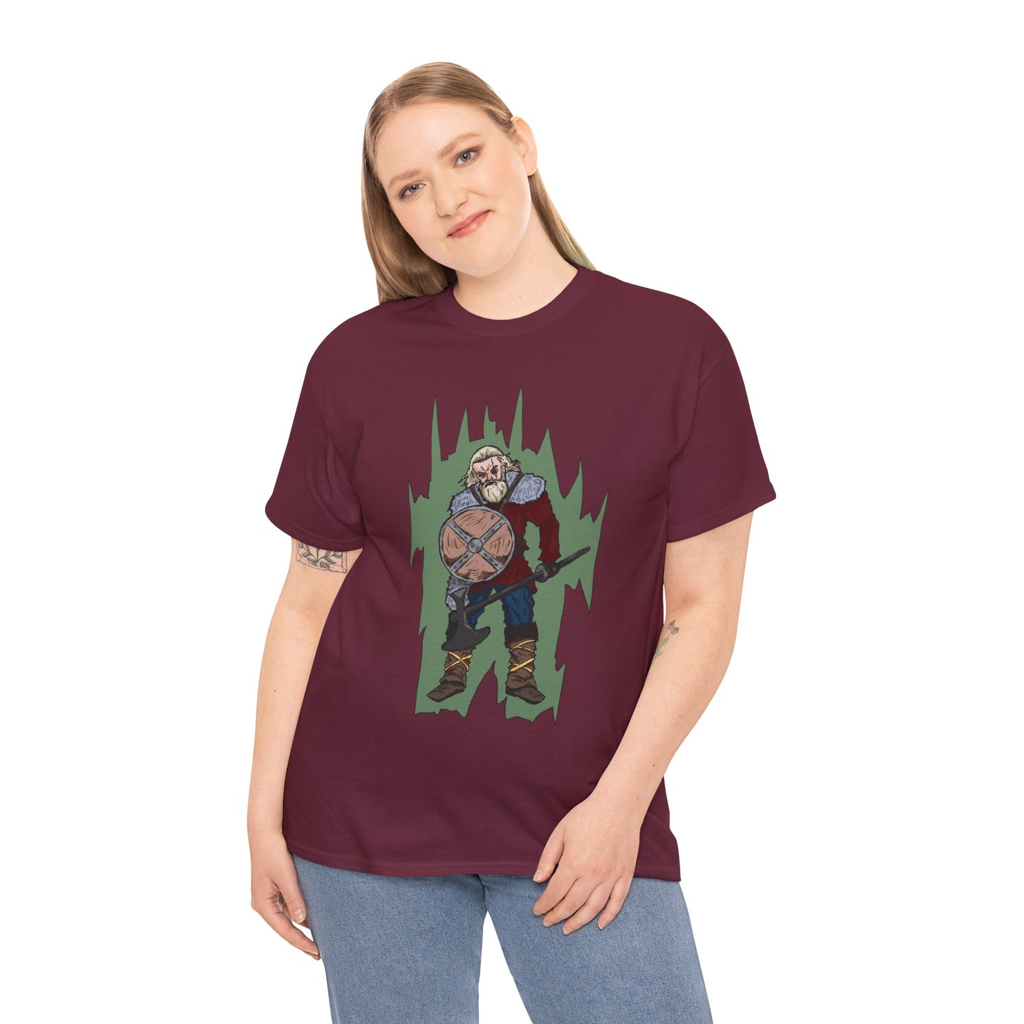 Epic Warrior Graphic Tee, Unisex Heavy Cotton Shirt, Casual Wear, Gamer Gift, Medieval Art Clothing, Battle Theme Fashion