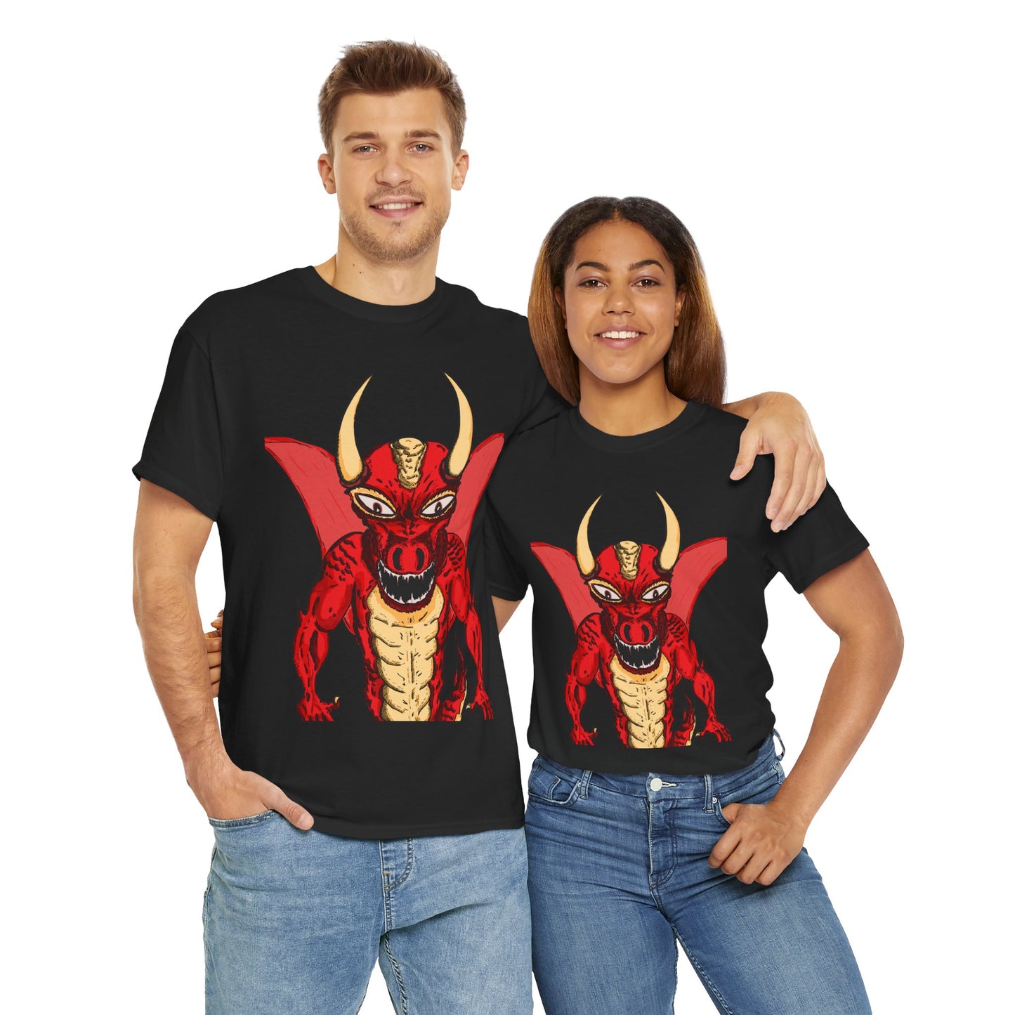 Bold Red Dragon Unisex Heavy Cotton Tee | Graphic Shirt for Anime Fans, Party Wear, Casual Outfit, Gift for Him/Her