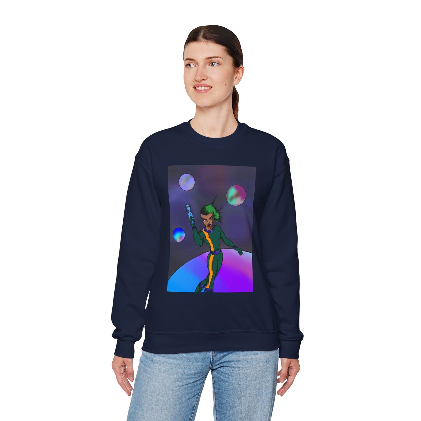 Cosmic Character Crewneck Sweatshirt – Fun, Unisex Design for Casual Style