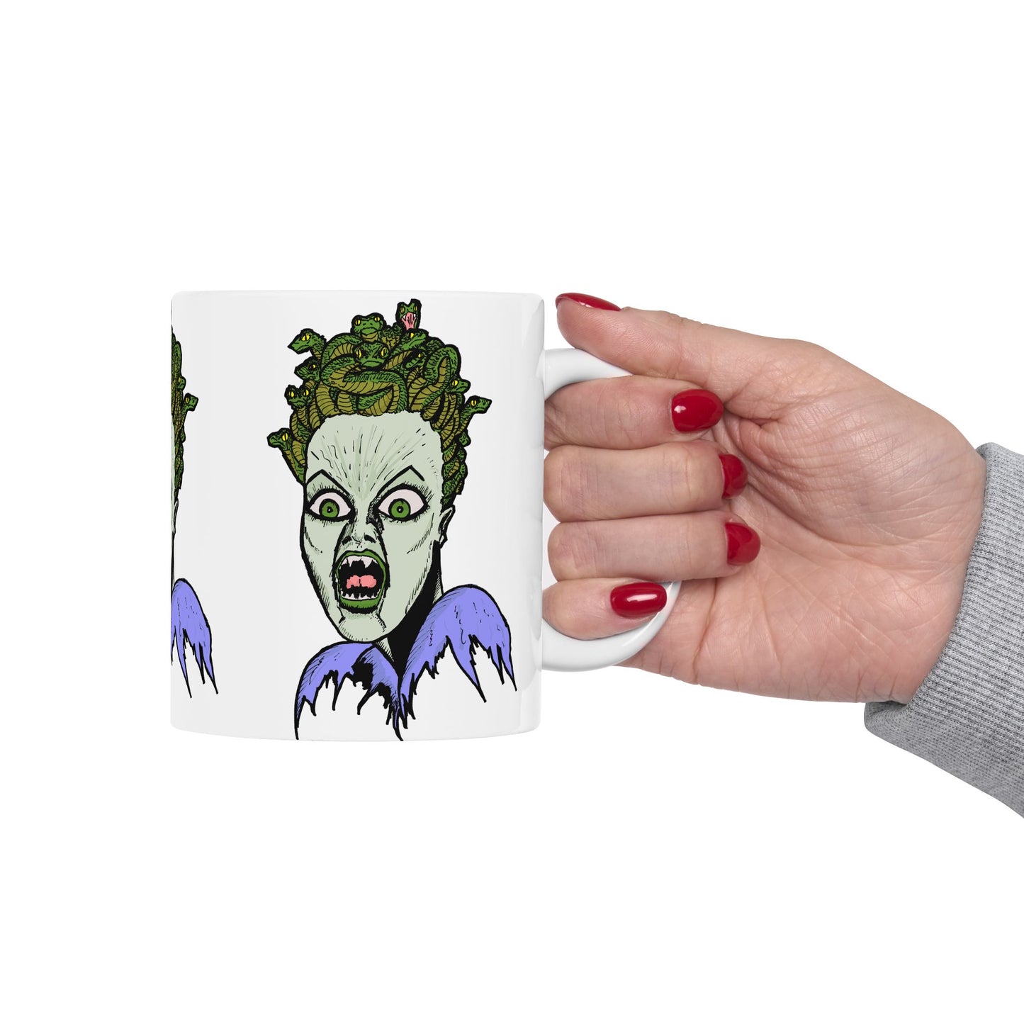 Spooky Medusa Ceramic Mug | Halloween Gift, Unique Coffee Cup, Witchy Decor, Fun Home Accessory, Creepy Art Drinkware