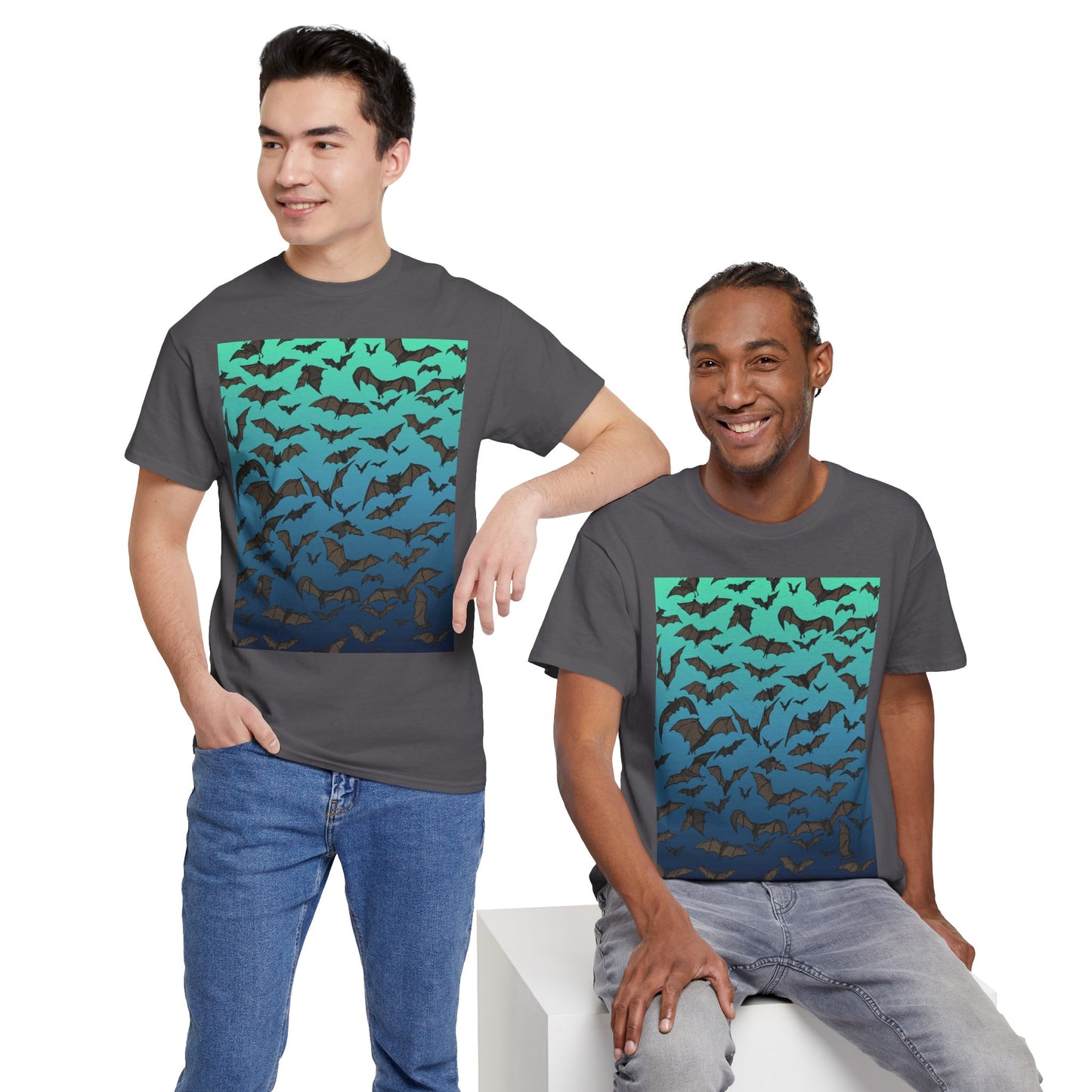 Bat Swarm Graphic Tee — Gradient Night Flight T-Shirt