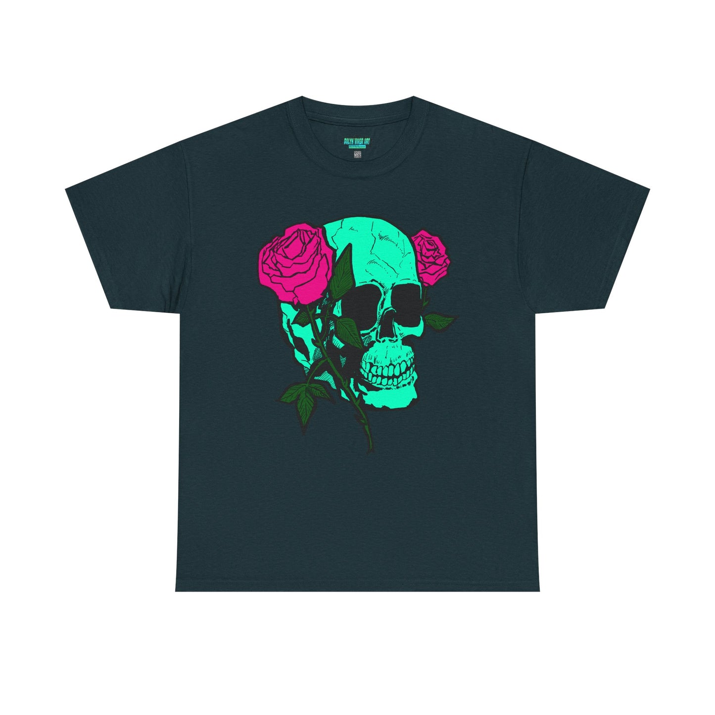 Edgy Skull & Roses Unisex Heavy Cotton Tee - Graphic T-Shirt for Alternative Fashion Lovers
