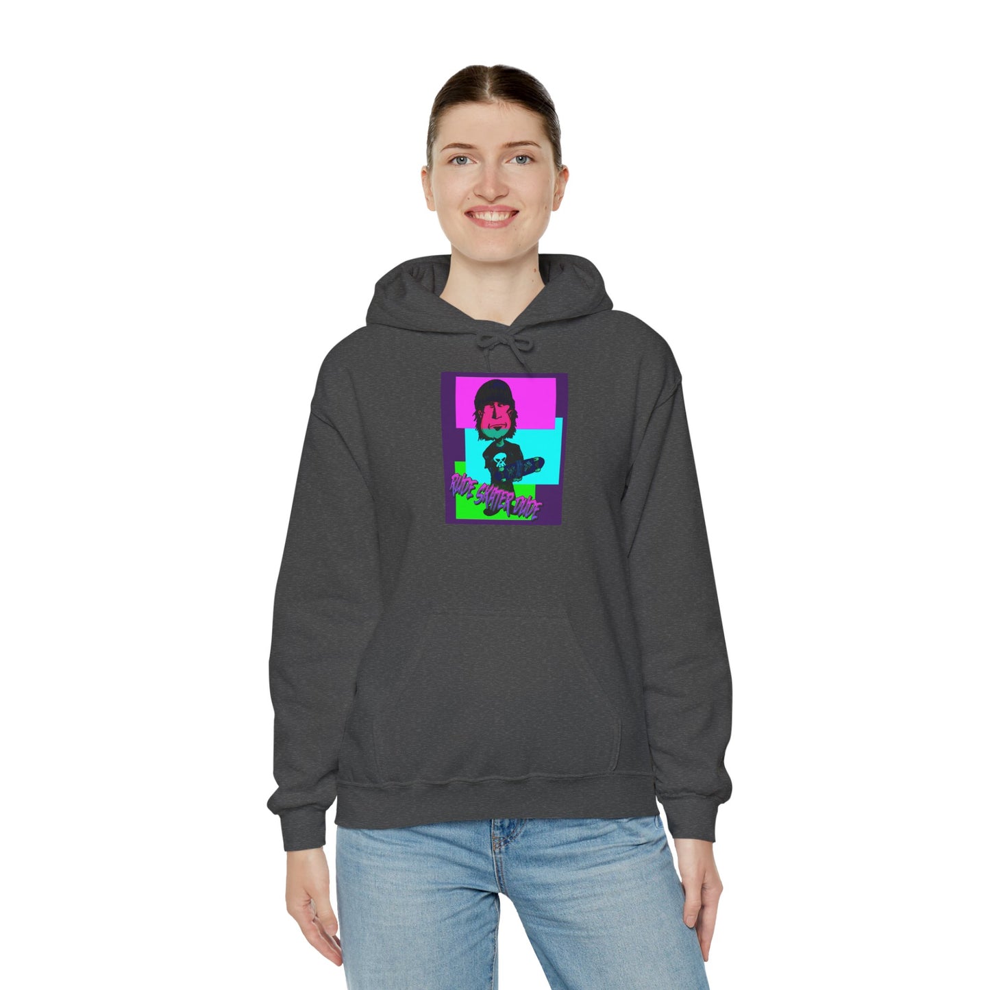 Retro Neon Rude Skater Dude Hoodie — Streetwear