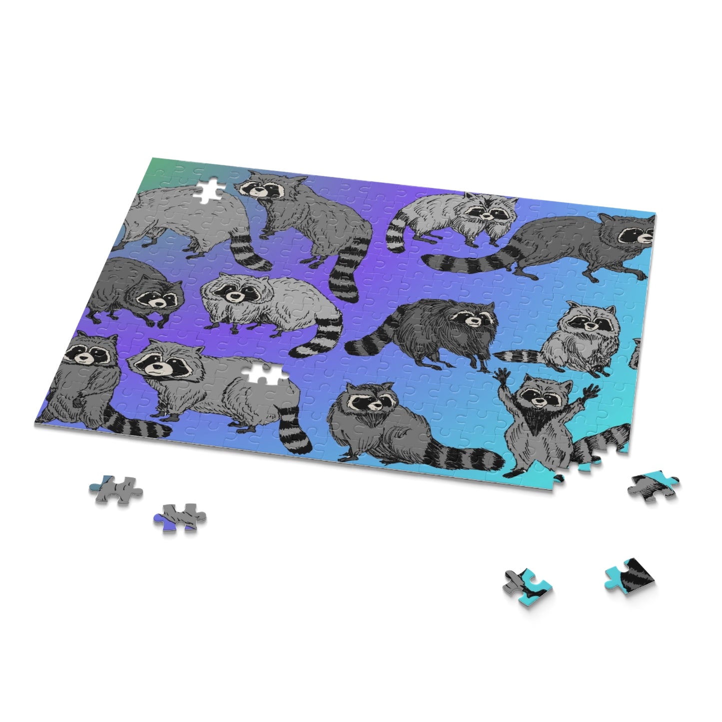 Raccoon Pattern Puzzle — Cute Raccoon Jigsaw (120/252/500 Piece)