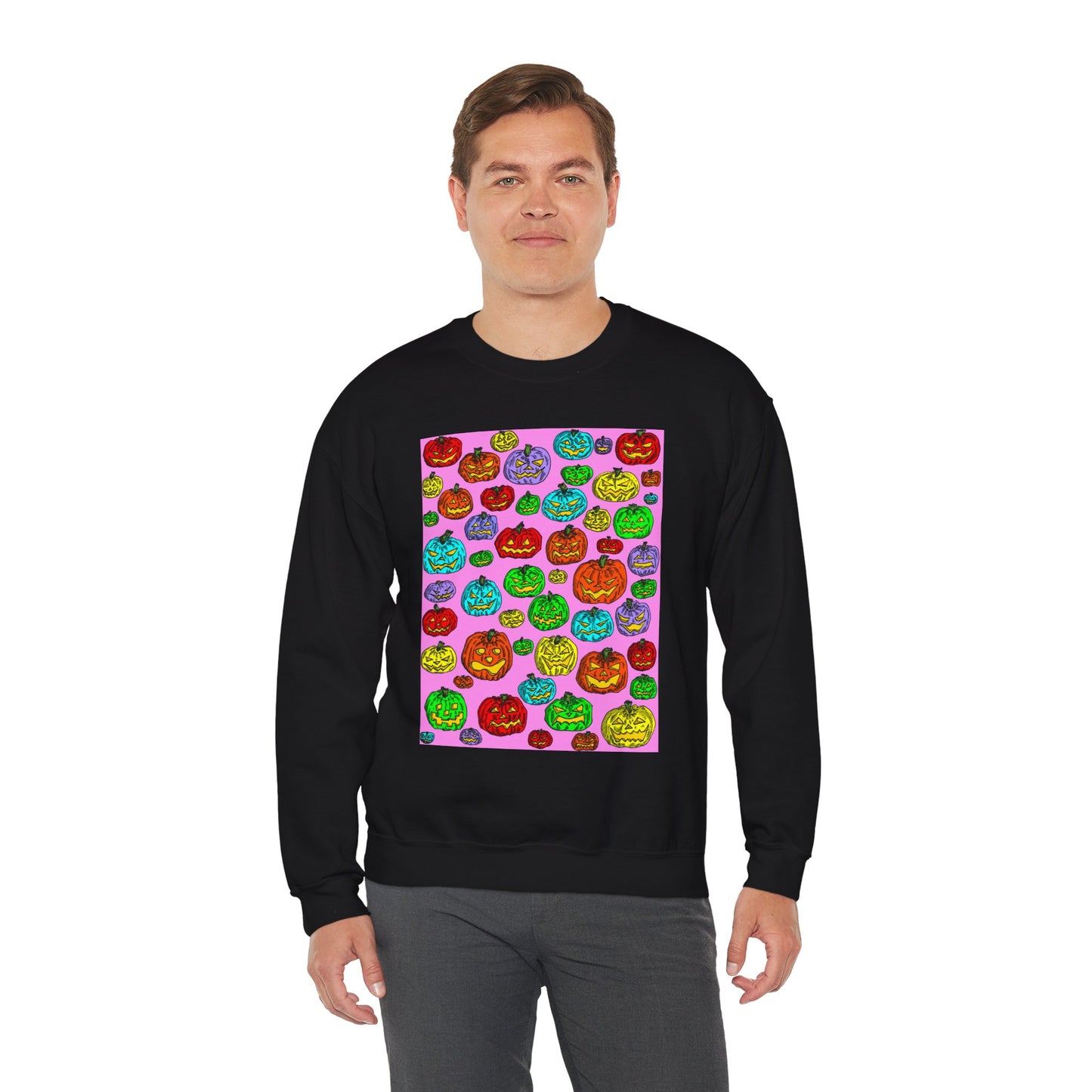 Colorful Pumpkin Crewneck Sweatshirt for Fall Celebrations