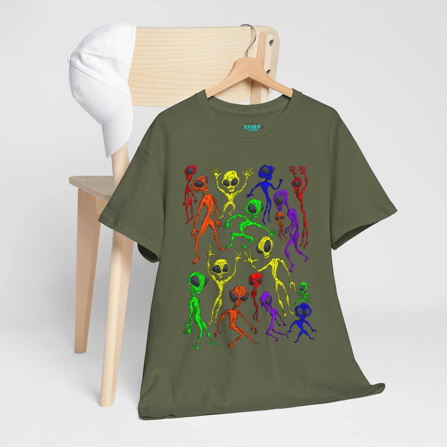 Rainbow Alien Dance Party Unisex Tee - Cosmic Sci-Fi Shirt