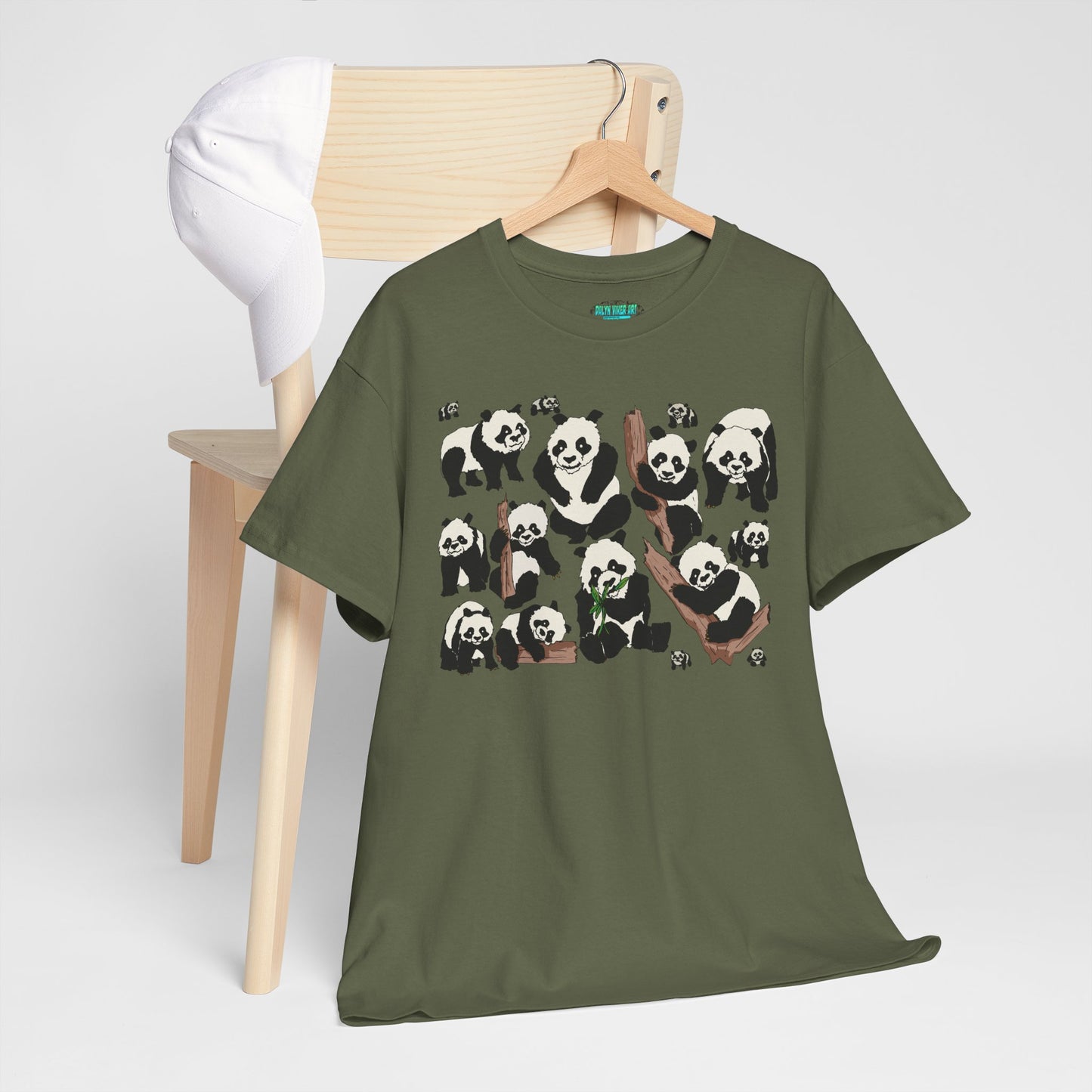 Cute Panda Design Unisex Heavy Cotton Tee | Animal Lover Gift, Casual Wear, Eco-Friendly Apparel, Nature Enthusiast Clothing