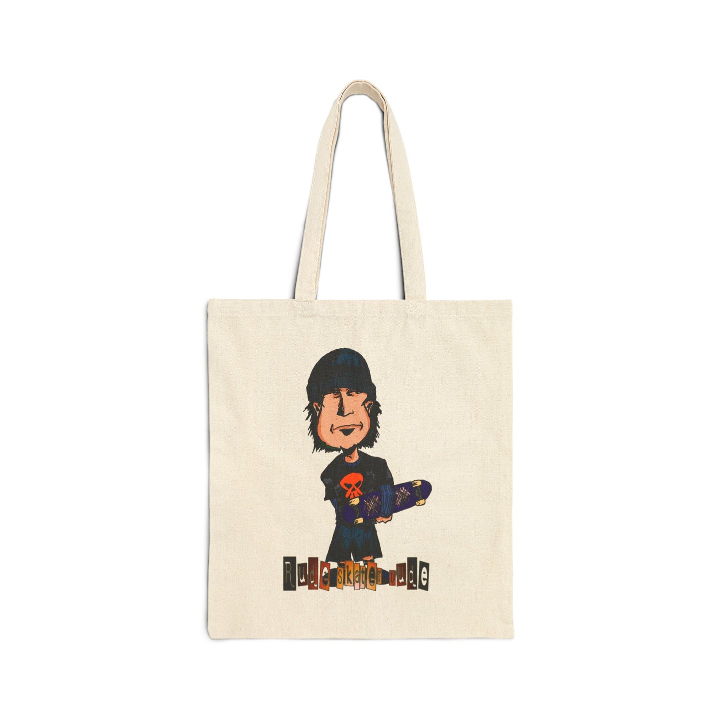 Rude Skater Dude - Skater Kid Cartoon Canvas Tote Bag