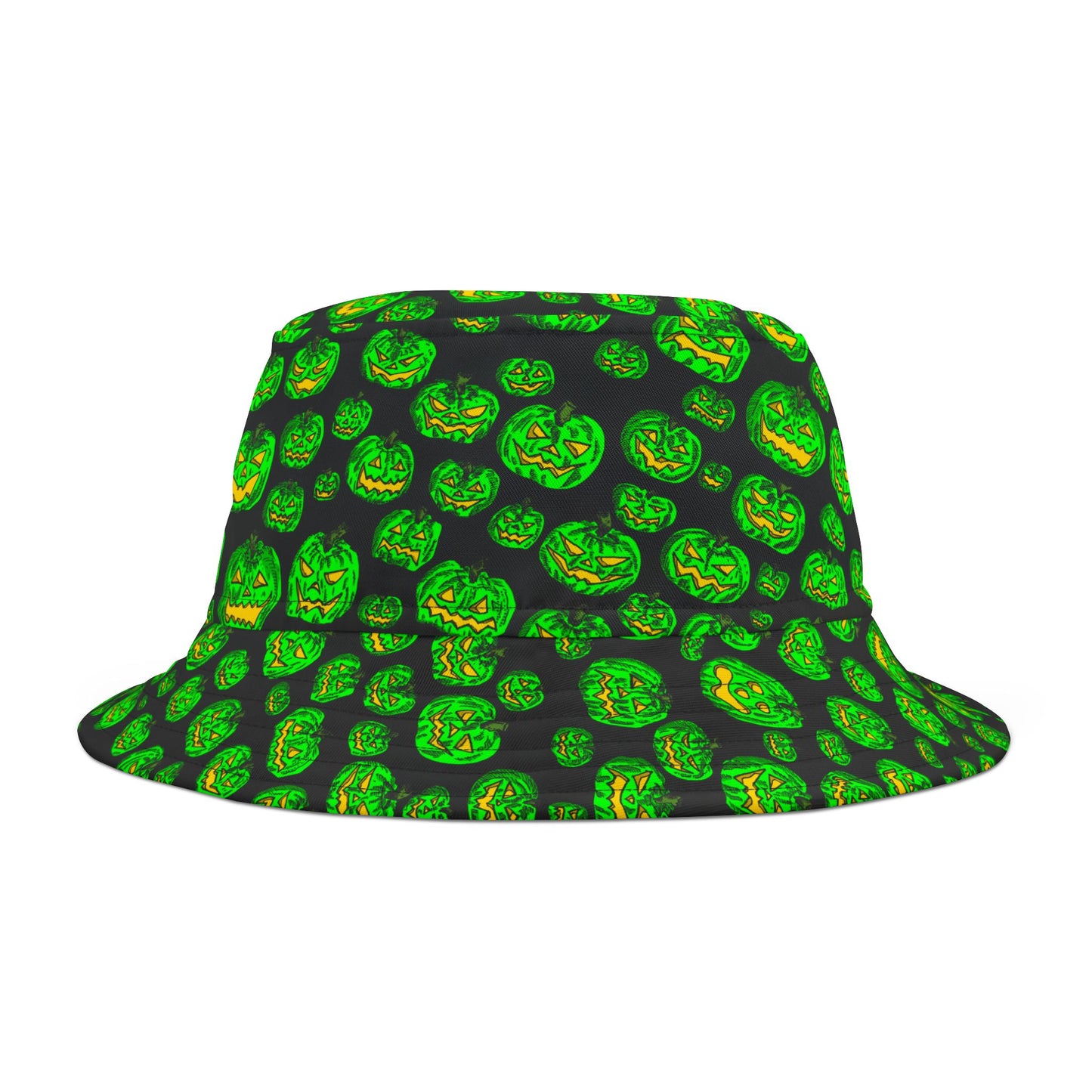 Monster Green Jack O Lantern Halloween Bucket Hat, Spooky Fall Accessory, Festival Hat, Trick or Treat Gear, Unisex Hat
