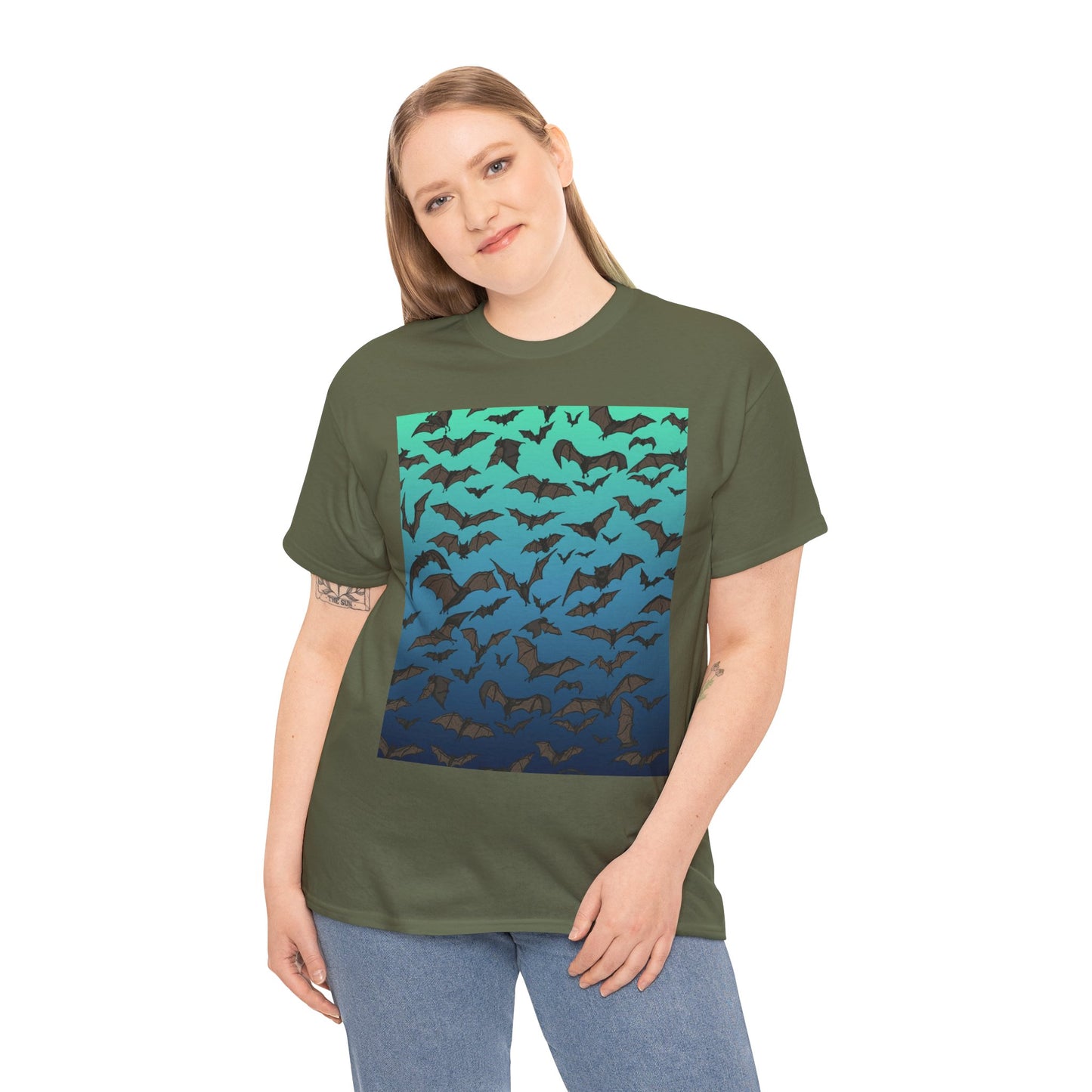 Bat Swarm Graphic Tee — Gradient Night Flight T-Shirt