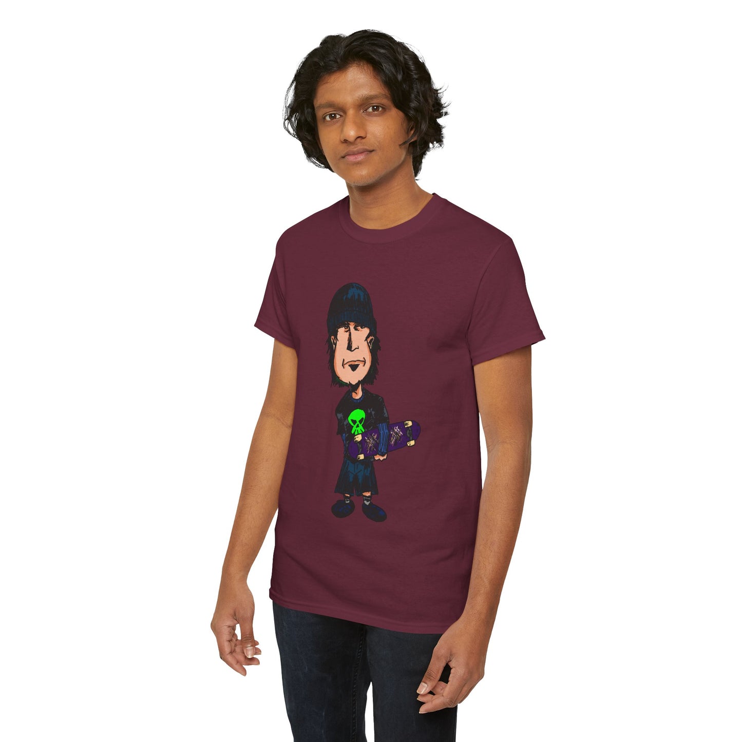 Rude Skater Dude - Skate Punk Cartoon Tee – Boy with Skateboard Graphic Shirt