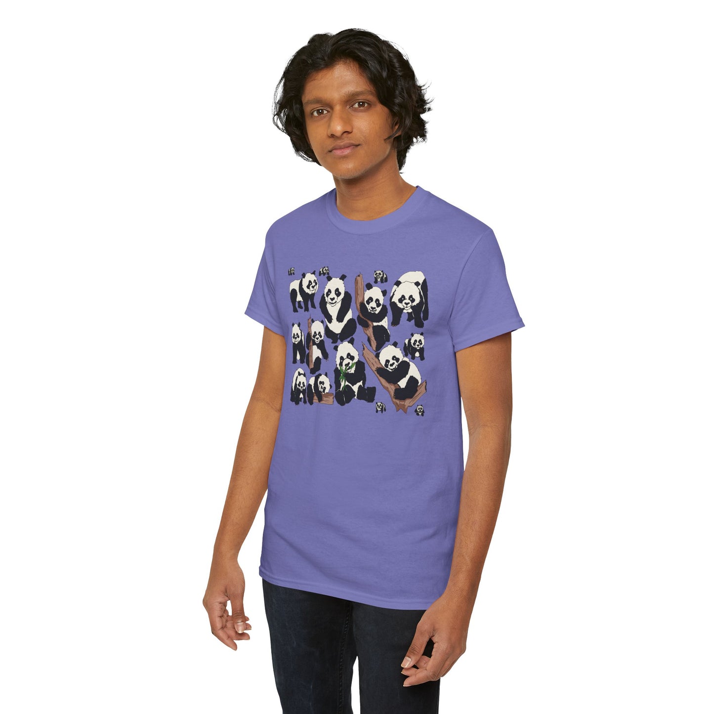 Cute Panda Design Unisex Heavy Cotton Tee | Animal Lover Gift, Casual Wear, Eco-Friendly Apparel, Nature Enthusiast Clothing