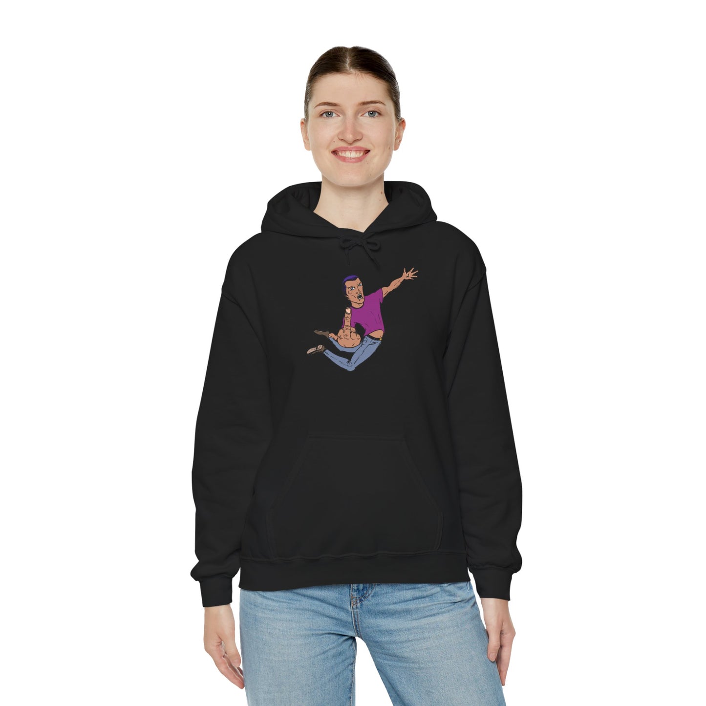 Funny Flying Eff Unisex Hooded Sweatshirt with Cartoon Design, Casual Hoodie, Gift for Friends, Birthday Gift, Loungewear