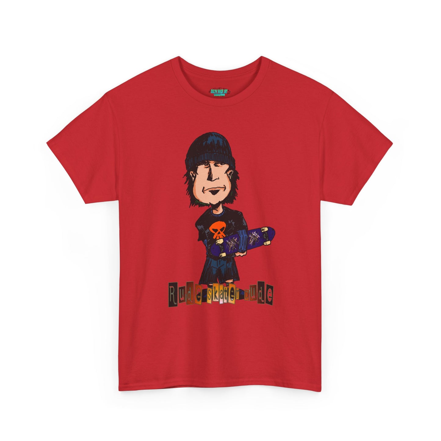 Rude Skater Dude Cartoon Skate Punk T-Shirt — Skateboarding Tee with Skull Design
