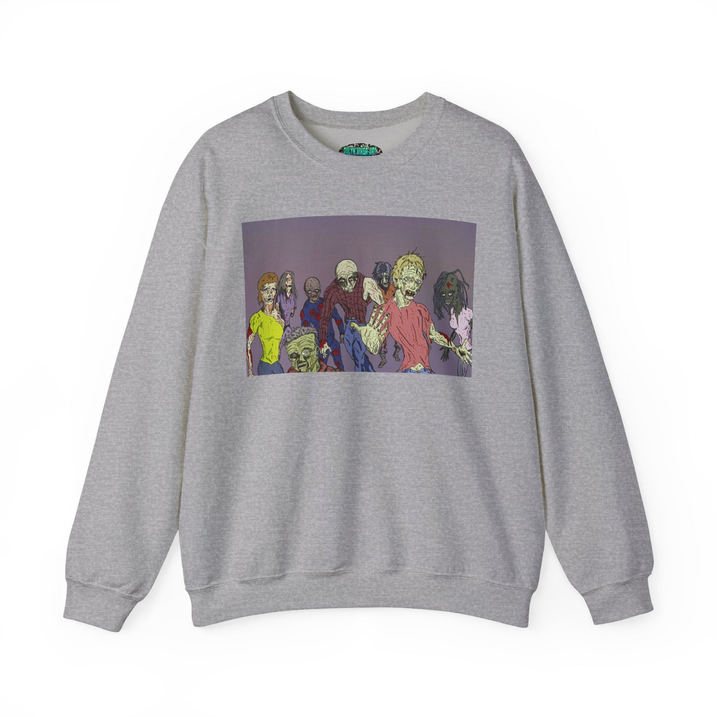 Zombie-Themed Unisex Crewneck Sweatshirt - Perfect for Halloween and Horror Lovers