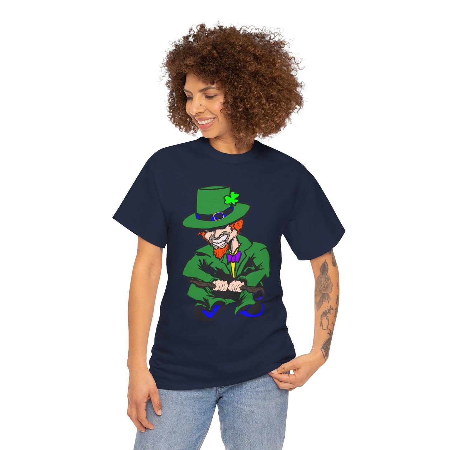 Funny Mischievious Leprechaun Saint Patrick's Day Unisex Heavy Cotton Tee - Leprechaun Design