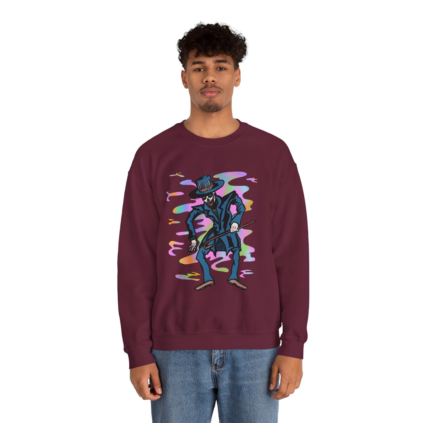 Vibrant Voodoo Graphic Crewneck Sweatshirt - Unisex Halloween Vibe