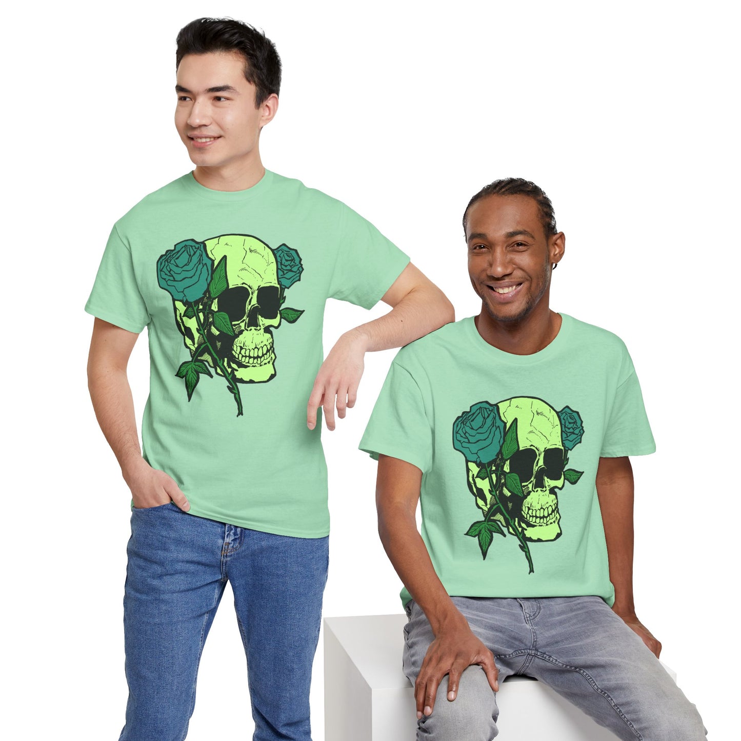 Skull & Rose Graphic Tee - Unisex Heavy Cotton Shirt