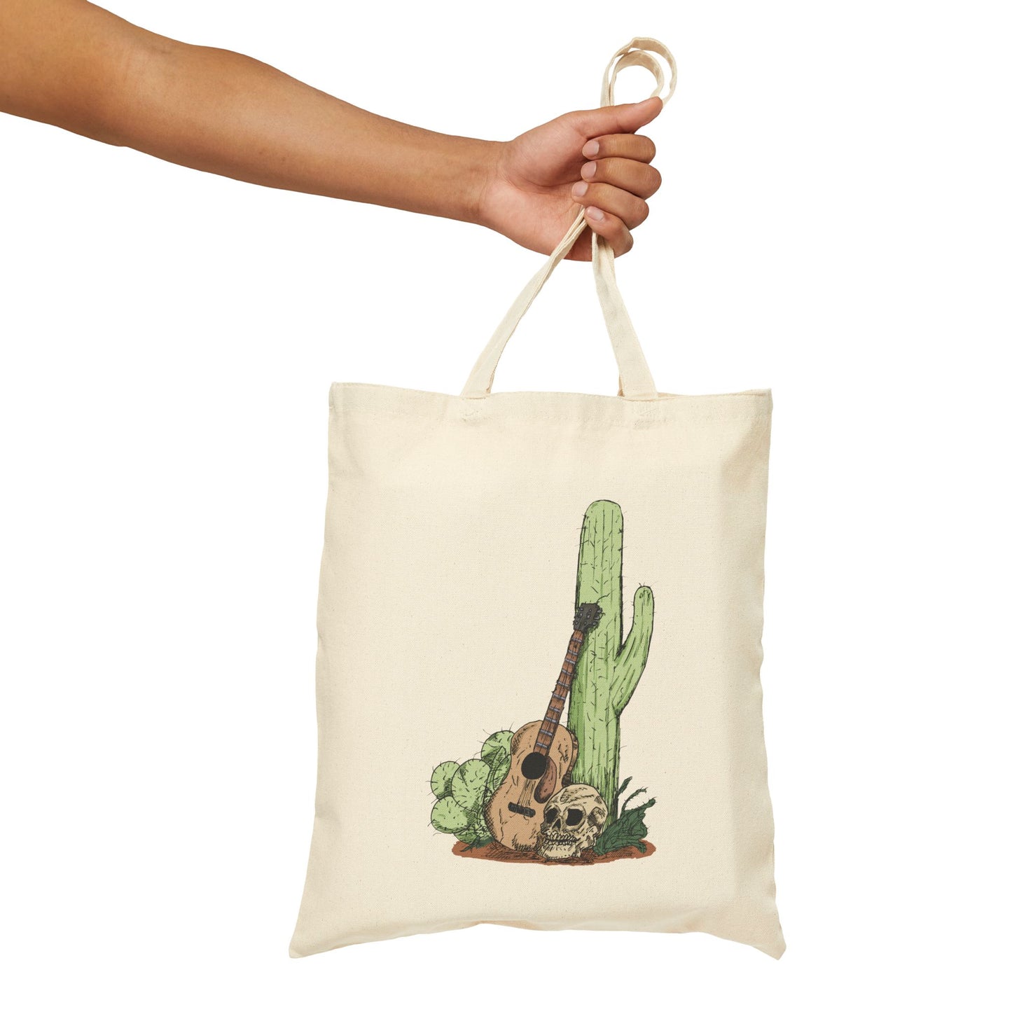 Desert Guitar Canvas Tote Bag – Cactus & Guitar Eco Shopper