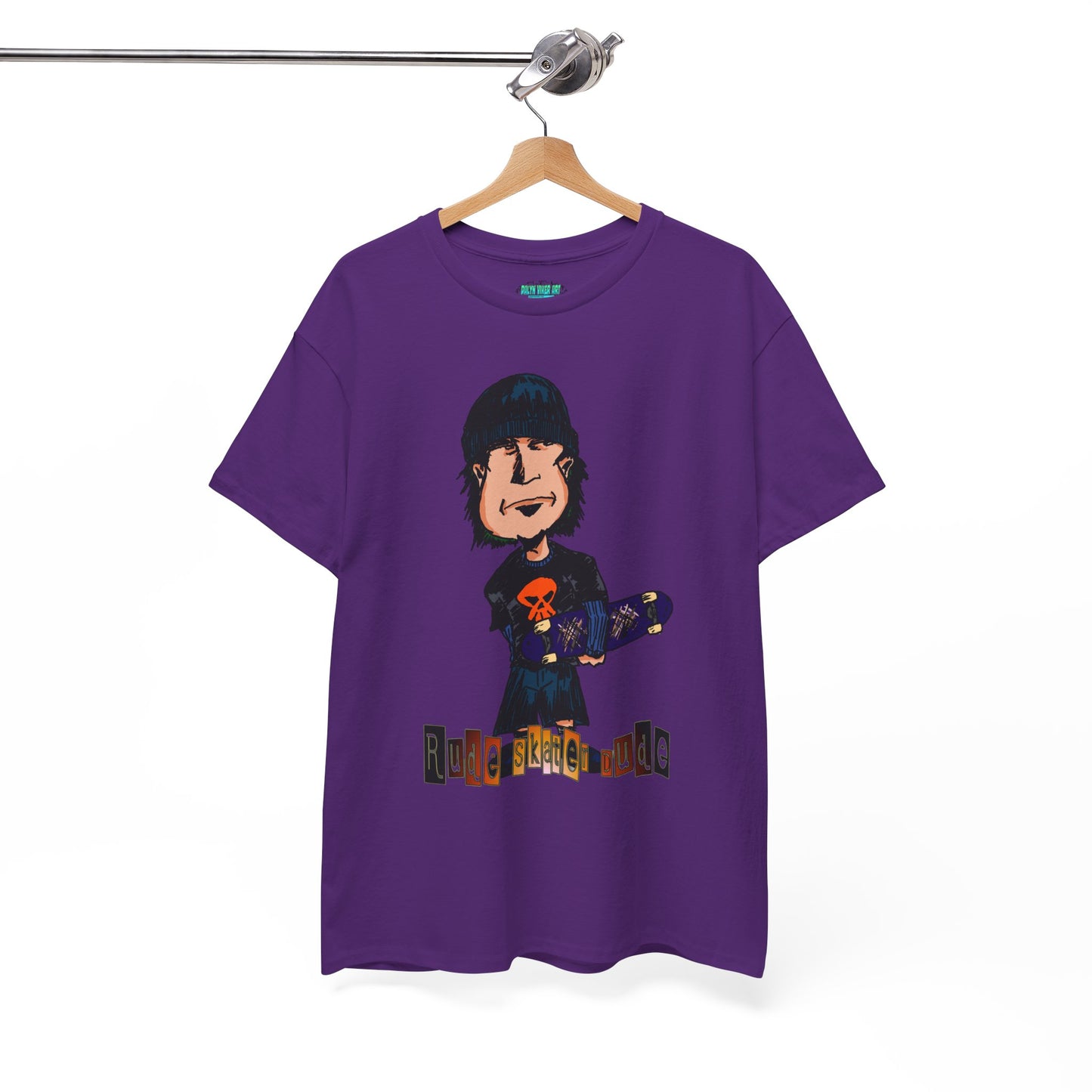 Rude Skater Dude Cartoon Skate Punk T-Shirt — Skateboarding Tee with Skull Design