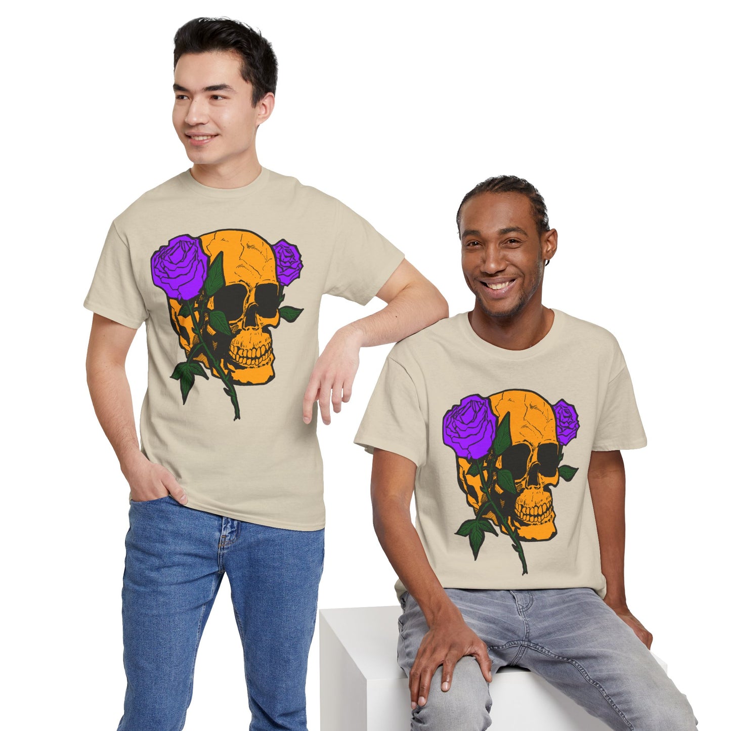Skull and Roses Unisex Tee, Gothic Aesthetic Shirt, Vintage Graphic T-Shirt, Streetwear Essentials, Edgy Casual Wear