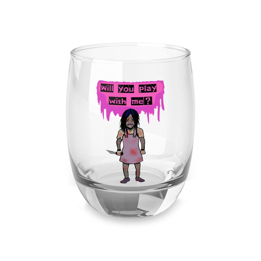 Evil Doll Whiskey Glass, Halloween Drinkware, Unique Gift for Gamers, Fun Home Bar Decor, Playful Spirits Glass, Collectible Glassware
