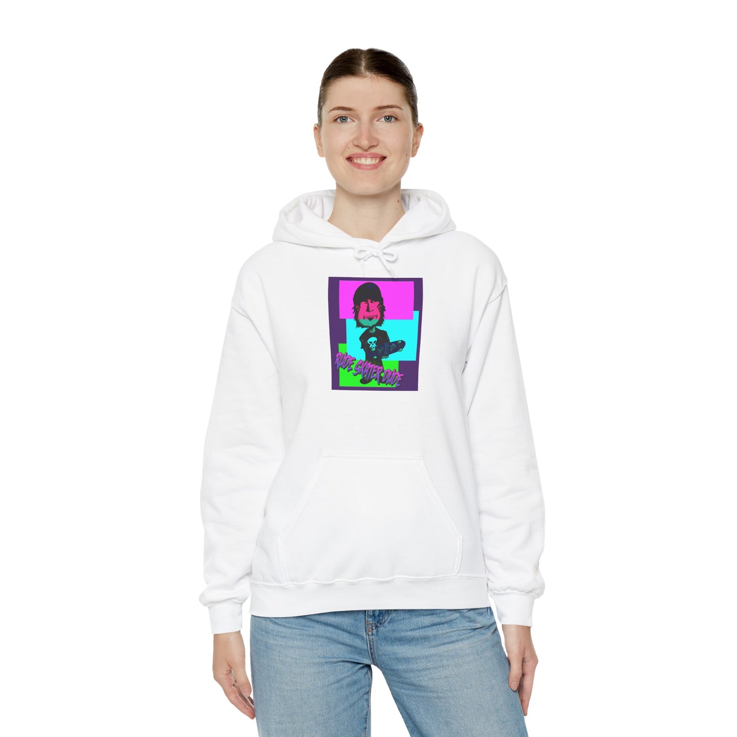 Retro Neon Rude Skater Dude Hoodie — Streetwear