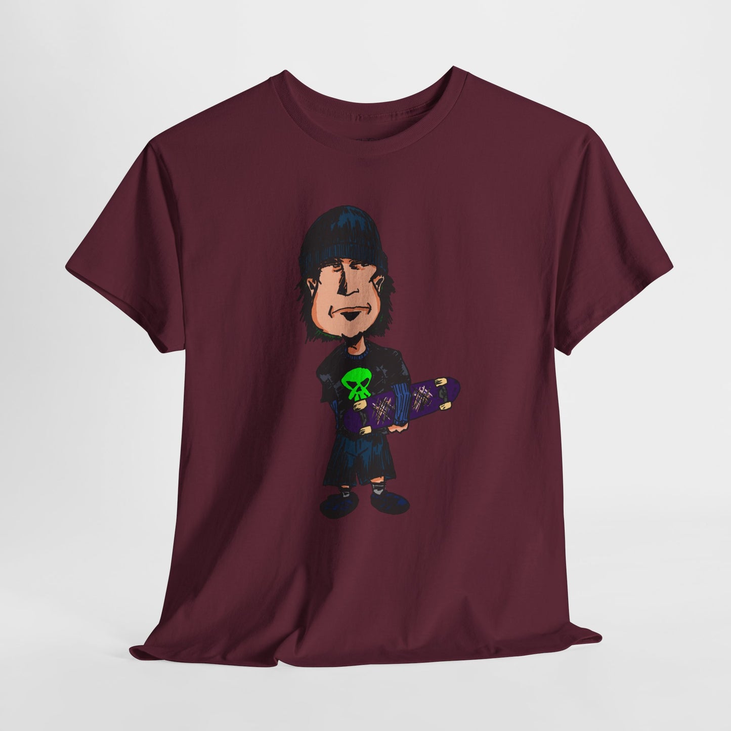 Rude Skater Dude - Skate Punk Cartoon Tee – Boy with Skateboard Graphic Shirt