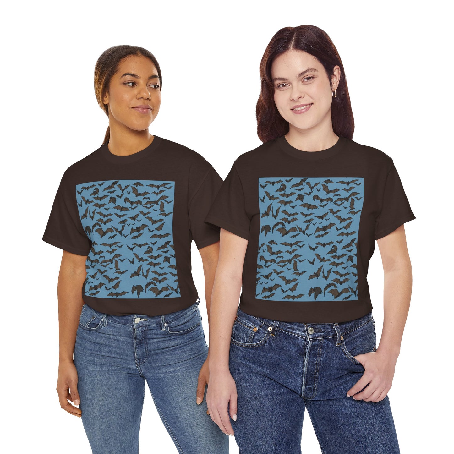 Unisex Bat Print Cotton Tee, Casual Graphic Tee, Halloween Apparel, Unique Gift for Animal Lovers, Stylish Everyday Wear