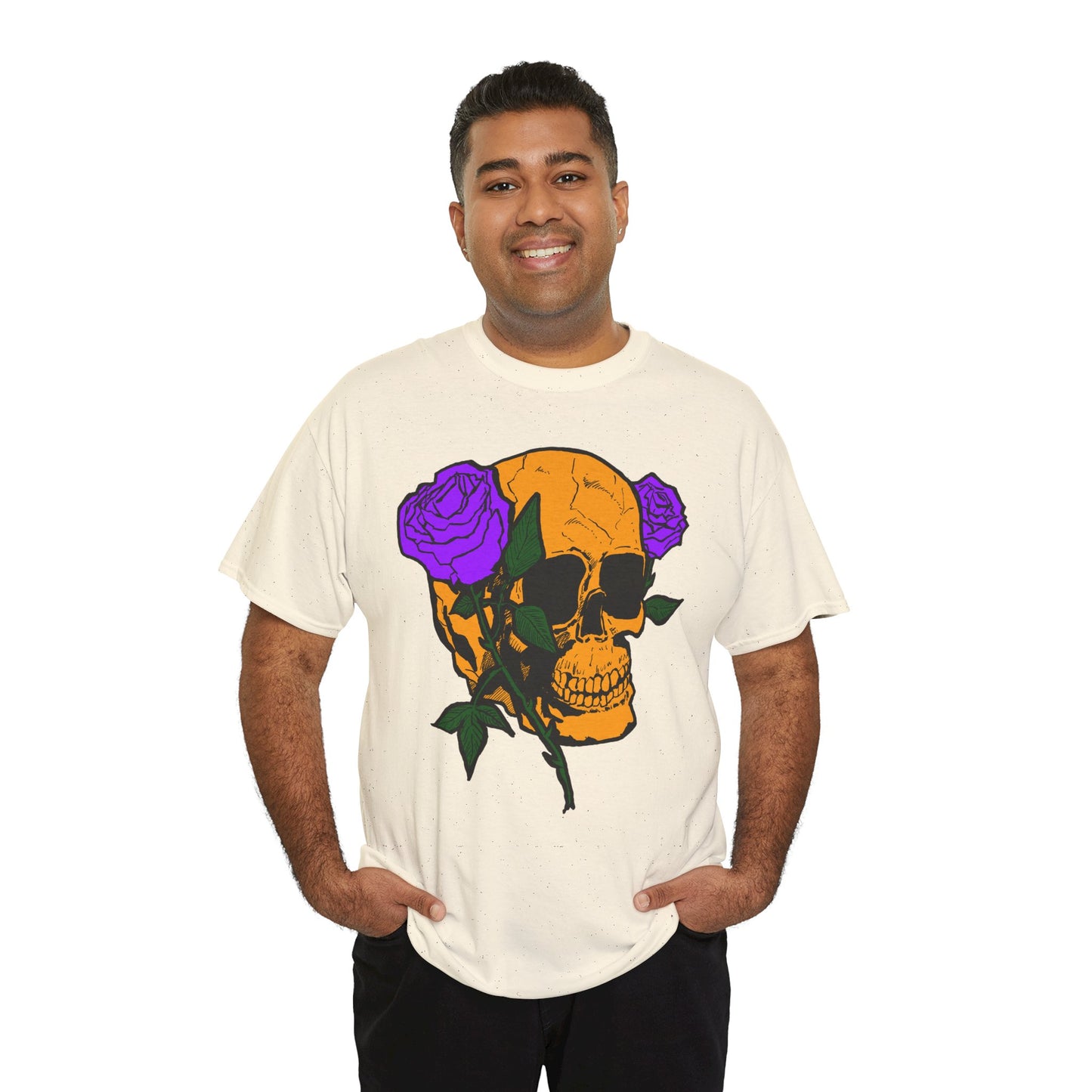 Skull and Roses Unisex Tee, Gothic Aesthetic Shirt, Vintage Graphic T-Shirt, Streetwear Essentials, Edgy Casual Wear