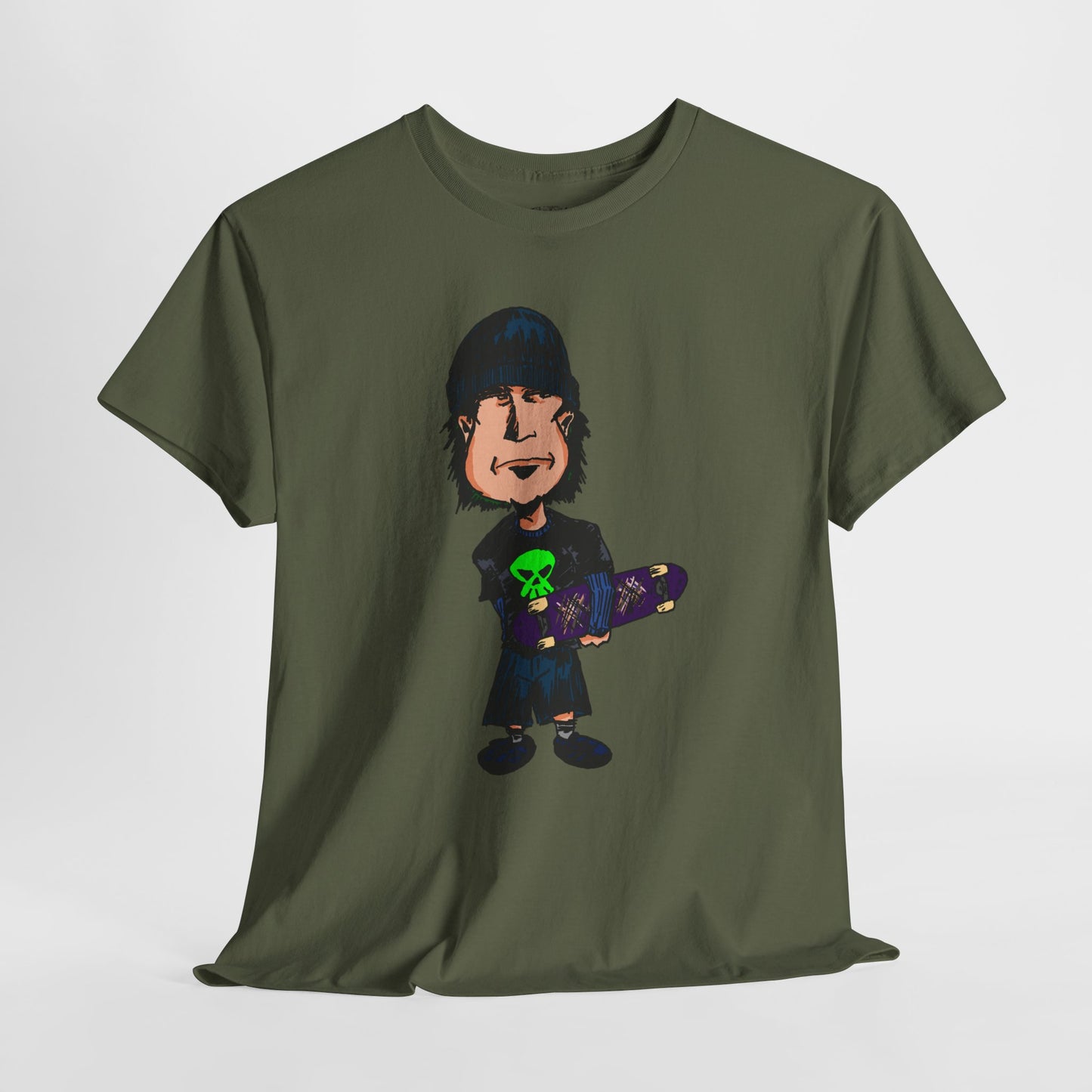 Rude Skater Dude - Skate Punk Cartoon Tee – Boy with Skateboard Graphic Shirt