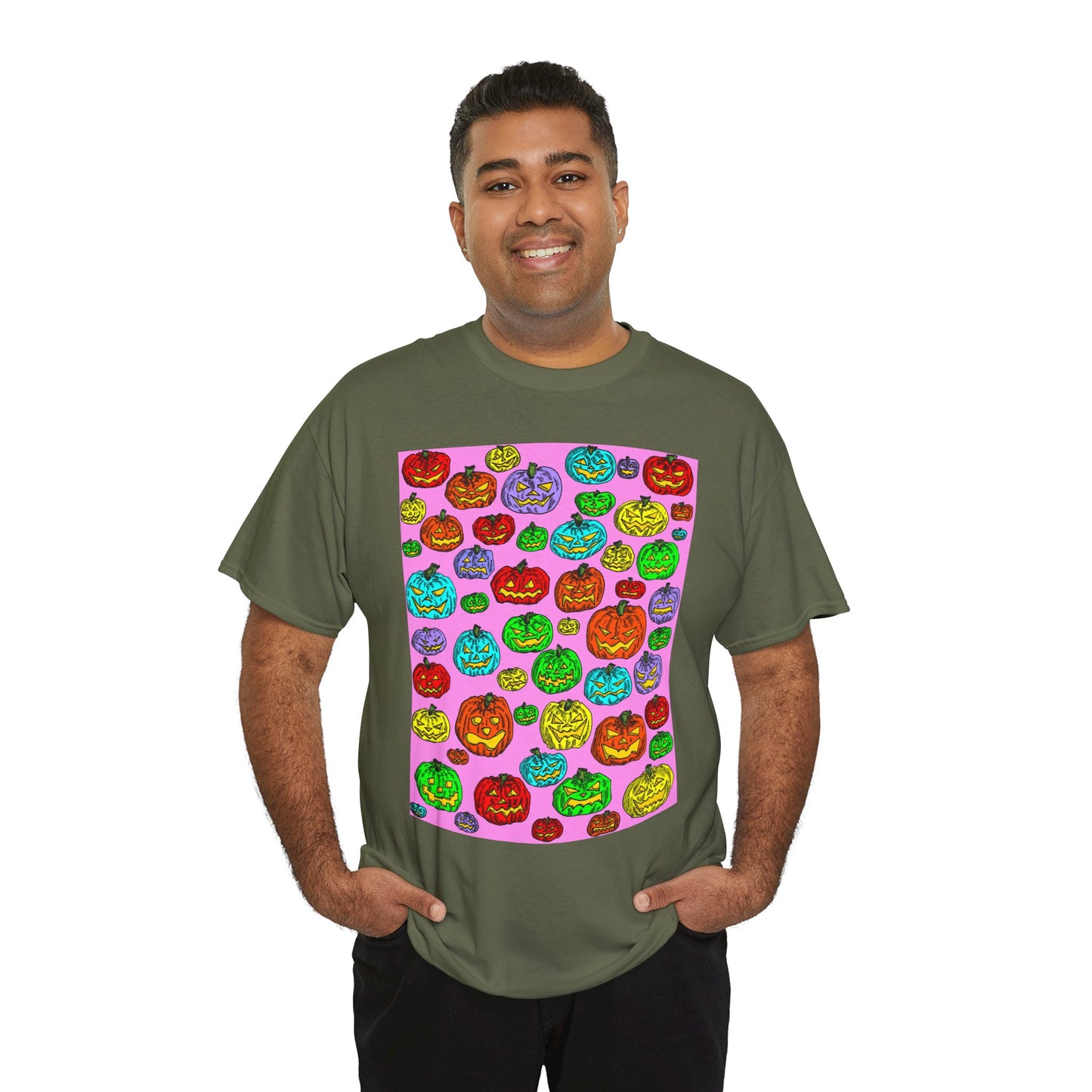 Colorful Pumpkin Graphic Tee, Unisex Cotton T-Shirt, Halloween Costume, Fall Apparel, Trendy Graphic Shirt, Casual Wear