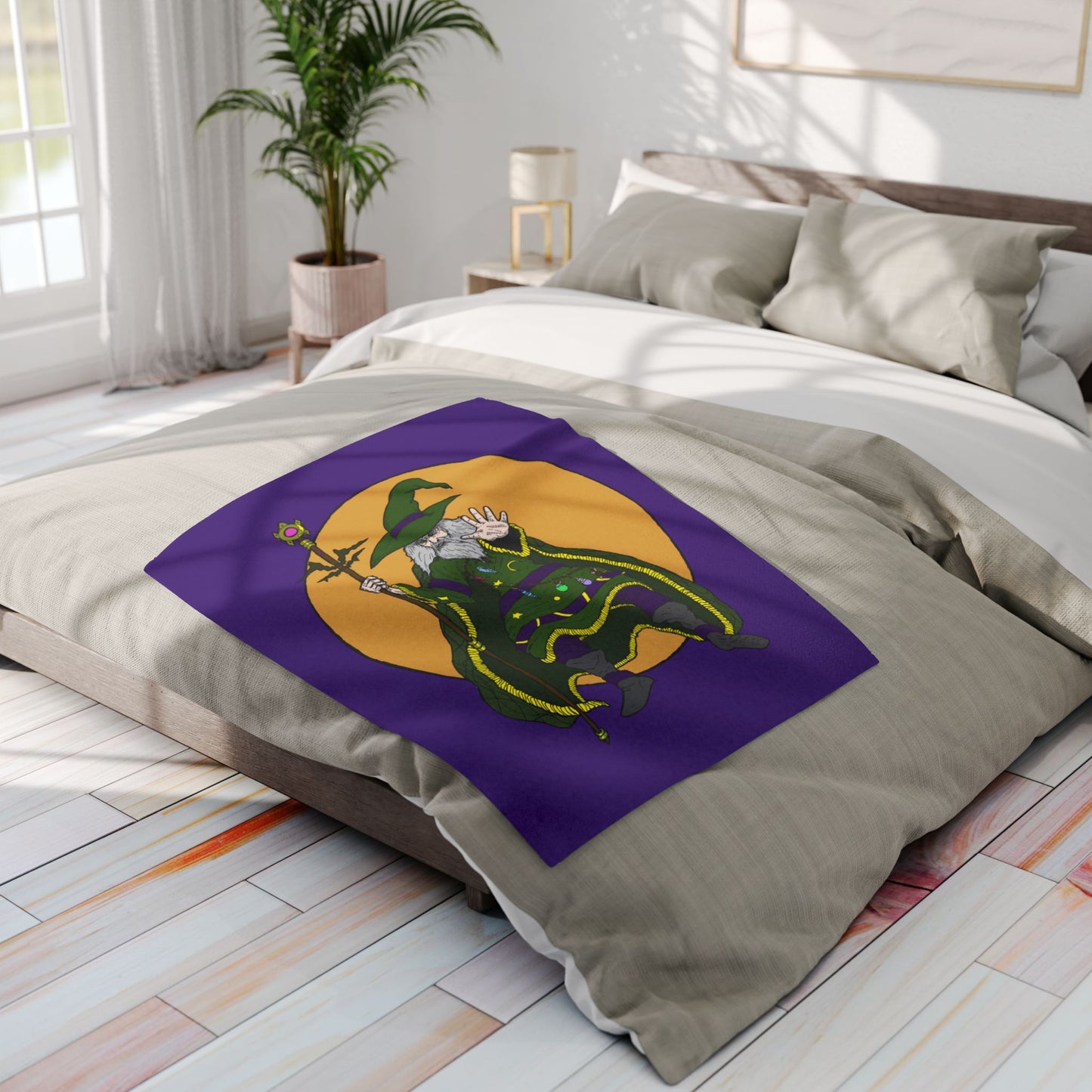 Wizard Wielding a Magical Staff Arctic Fleece Blanket